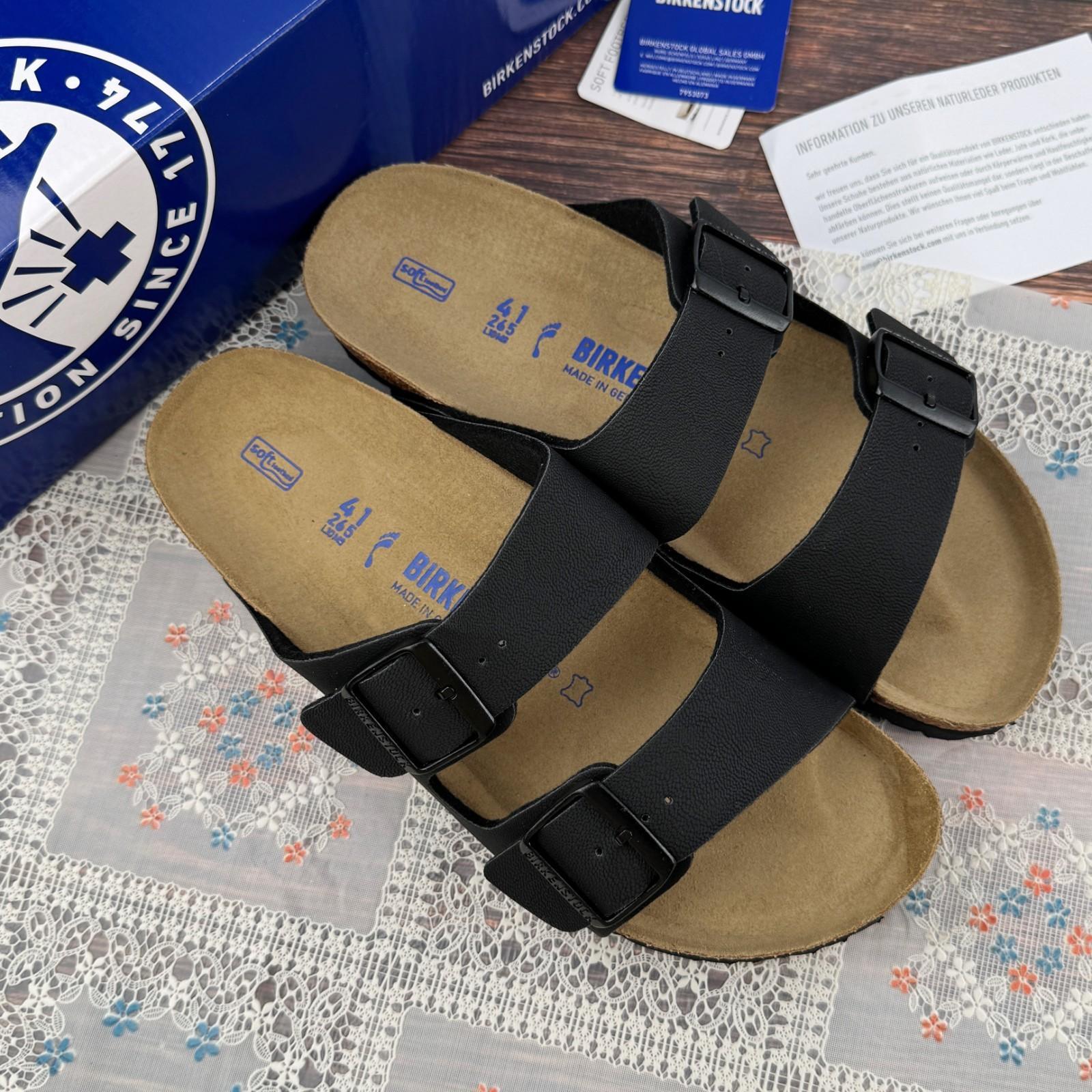 Birkenstock Arizona Soft Footbed Black Birko-Flor Men s/Women’s sandals EU37-45