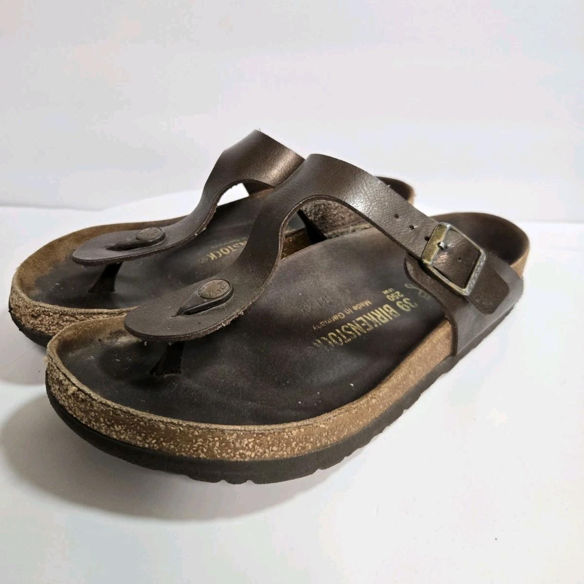 Birkenstock Gizeh Thong Sandals Leather Bronze Golden Brown EU 39 Womens 8