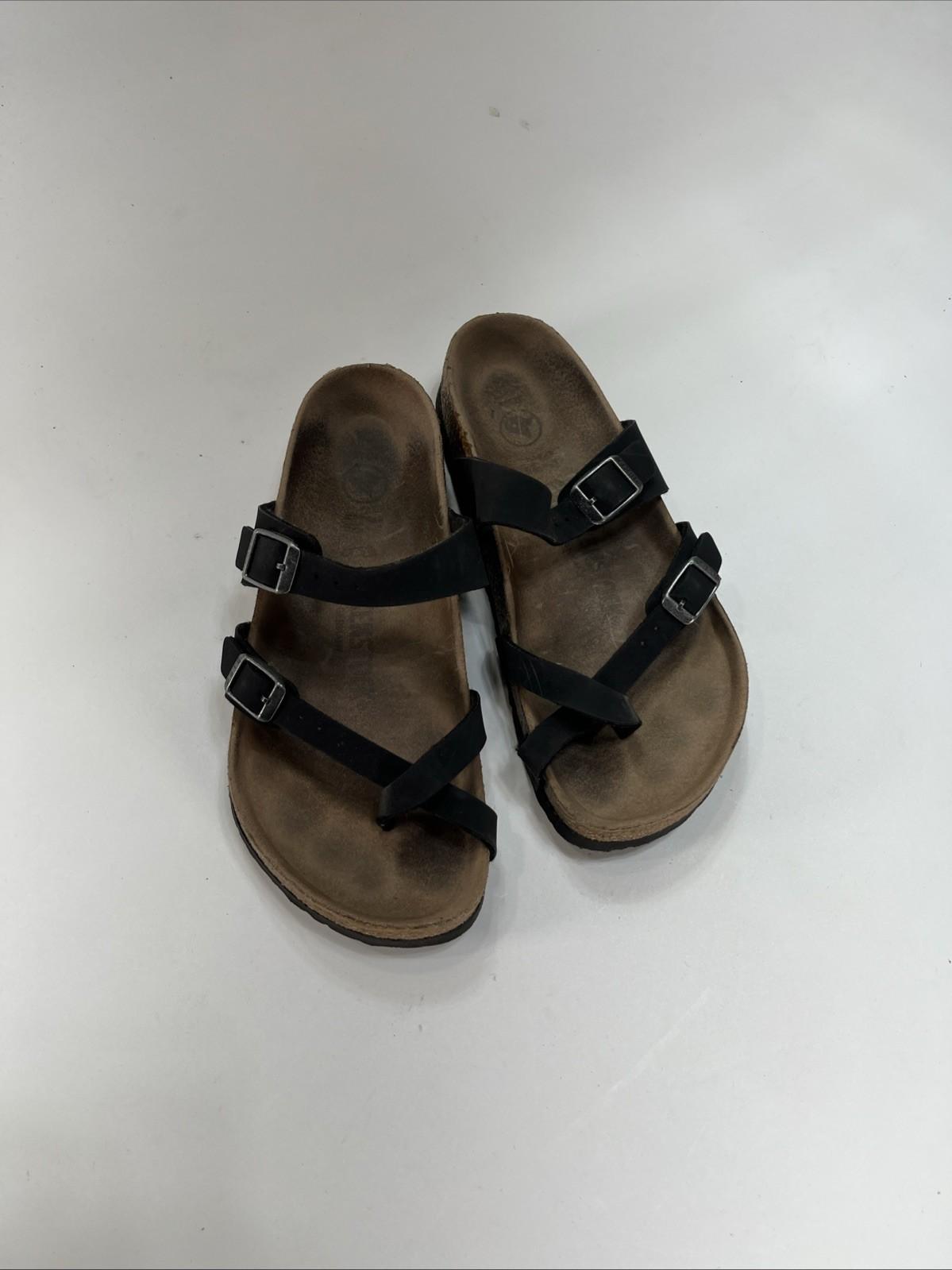 Birkenstock Mayari Black Leather Sandals Shoes Slides Womens 37 Size US 6