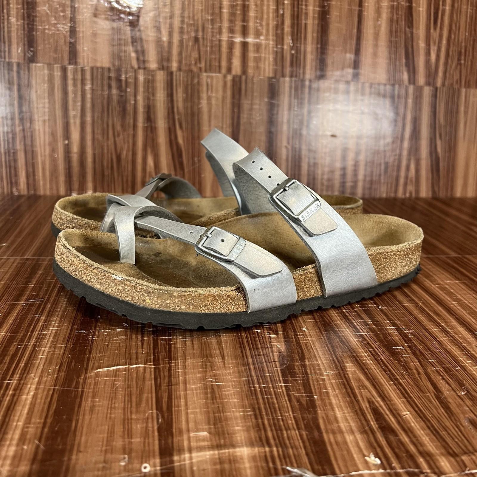 Birkenstock Mayari Sandals Womens Size US 7 EU 38 Silver Toe Loop Cork Germany