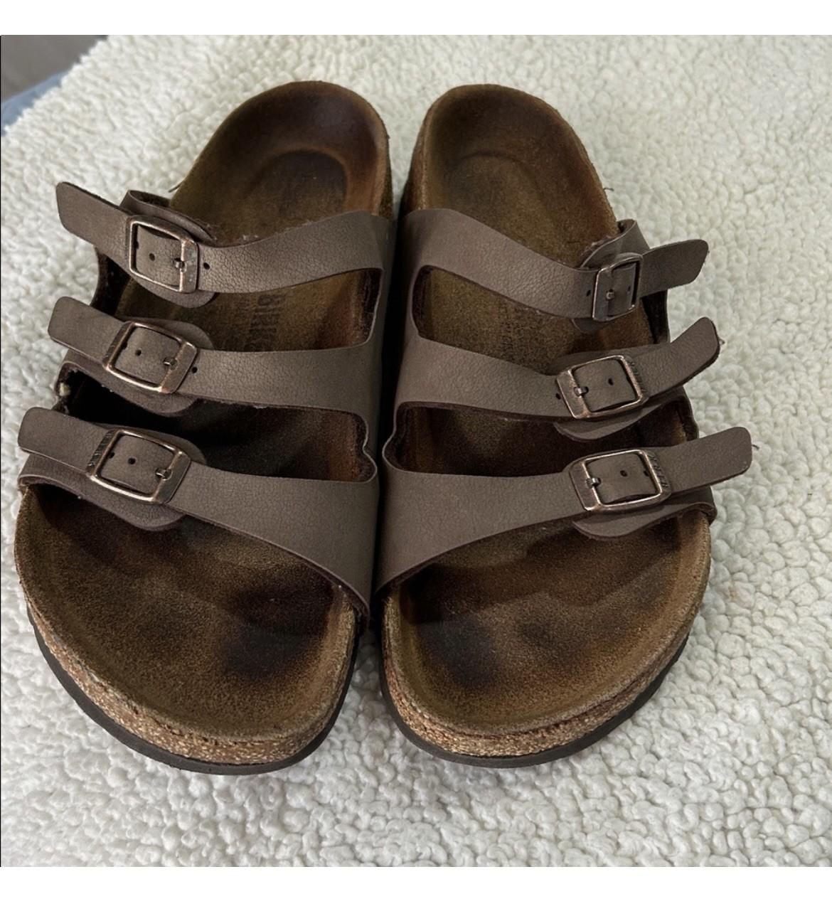 Birkenstock Florida Soft Footbed Brown Ballistic 3 Strap Sandal Eur 36