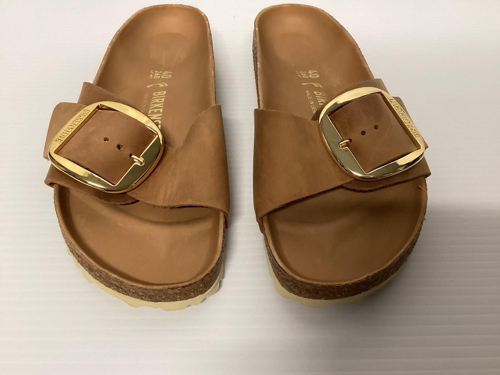 Birkenstock Madrid Big Buckle Women’s SZ 9/9.5 Cognac Oiled Leather Sandals Used