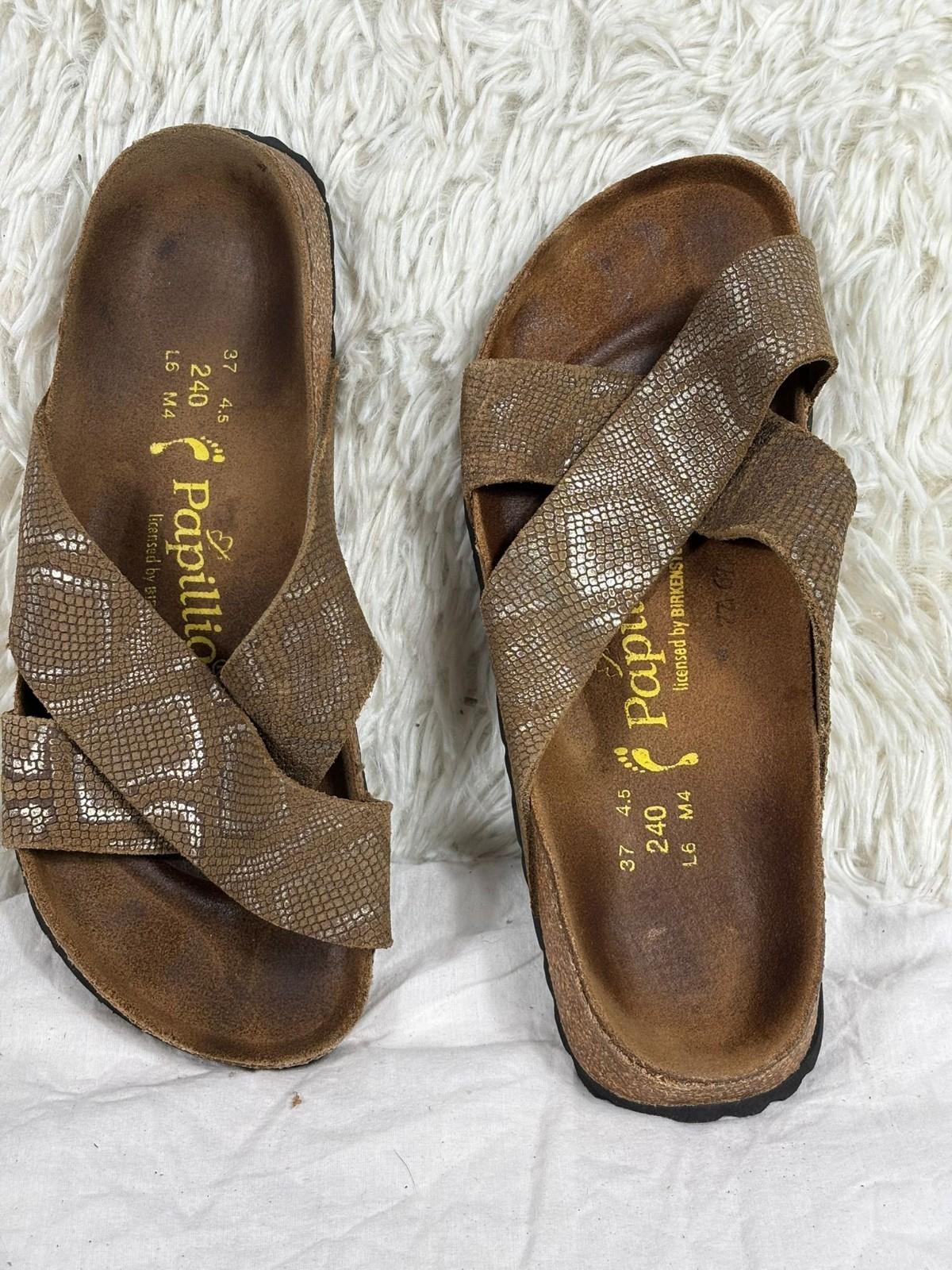 Birkenstock Papillio Sandals Slides Cross Strap Unisex Mens 4 Womens 6 Brown