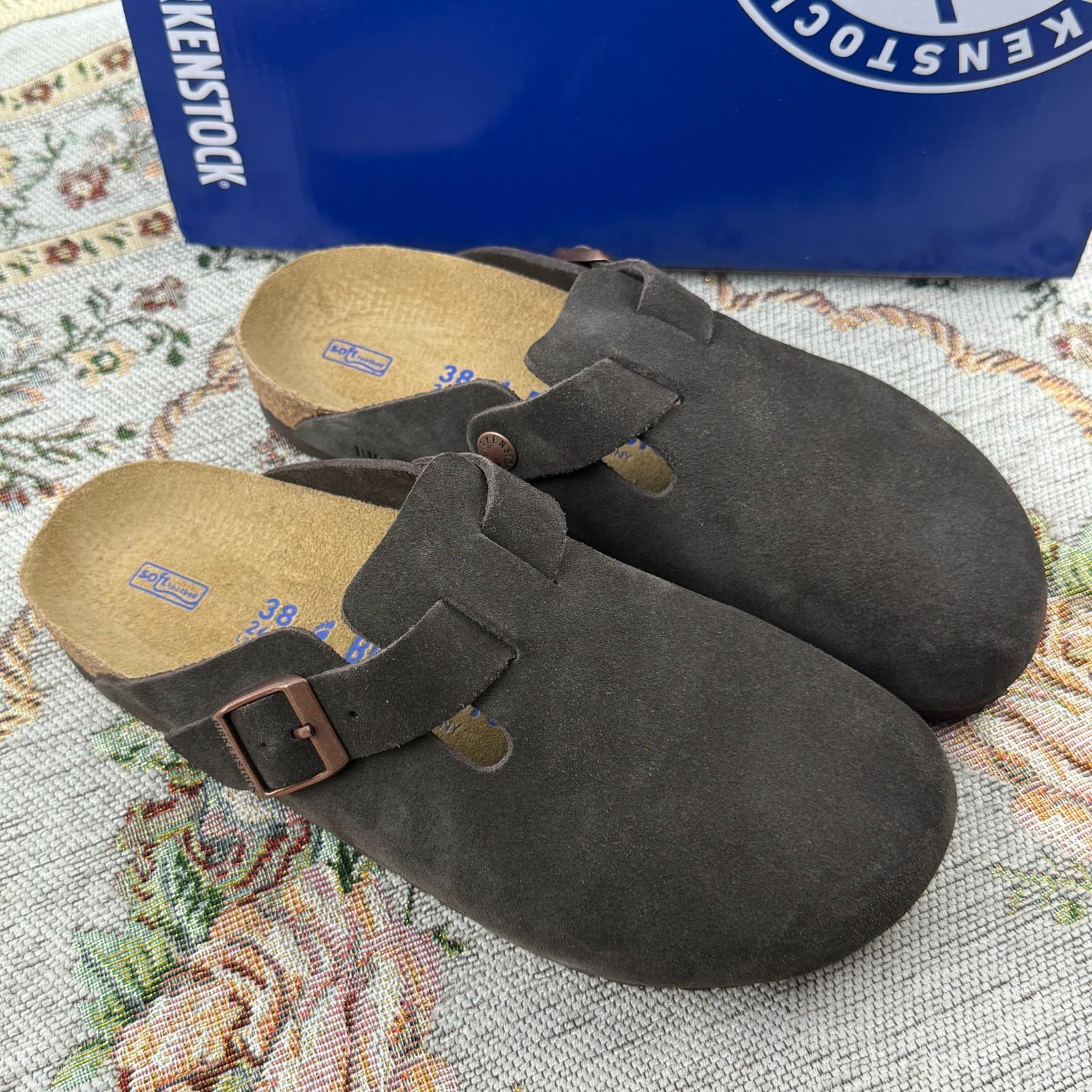 Birkenstock Boston Clog Mocha Suede Leather Soft Footbed Select Size