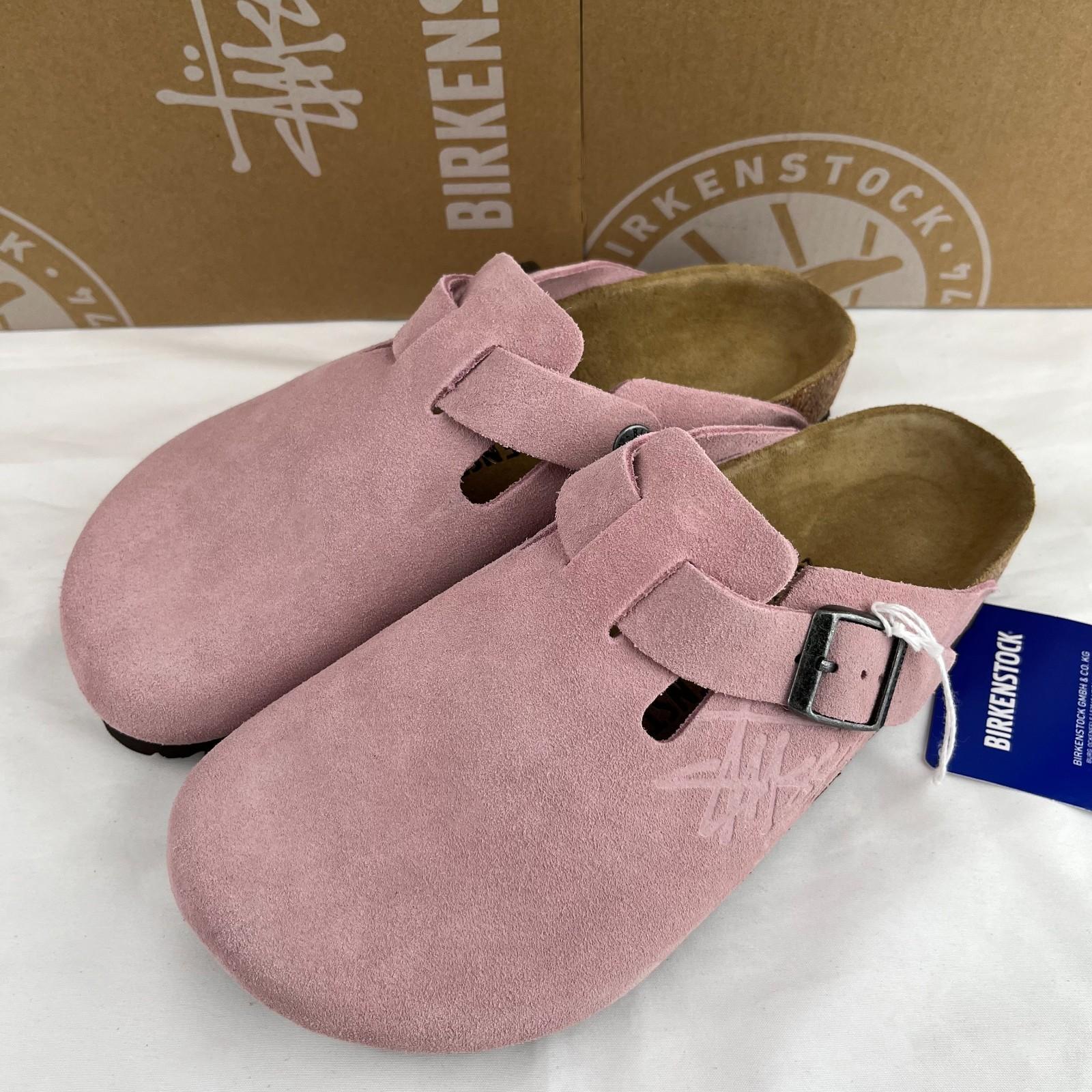 Birkenstock Boston x Stussy Soft Footbed Suede Leather Clogs – Dusty Pink