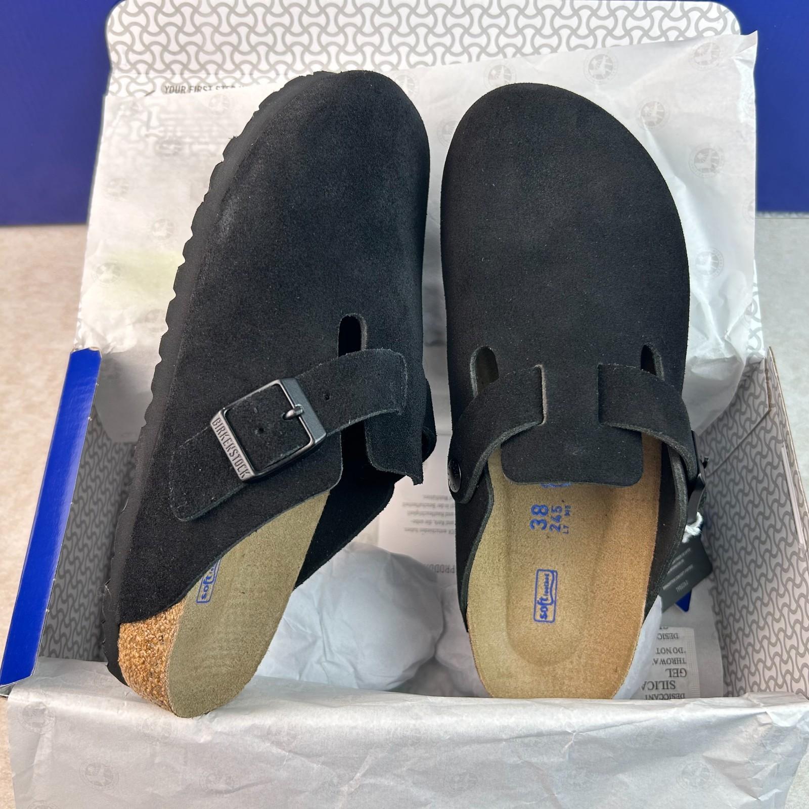 Birkenstock Boston Suede Black Shoes Soft Footbed Men’s and Women’s Size EU37-45