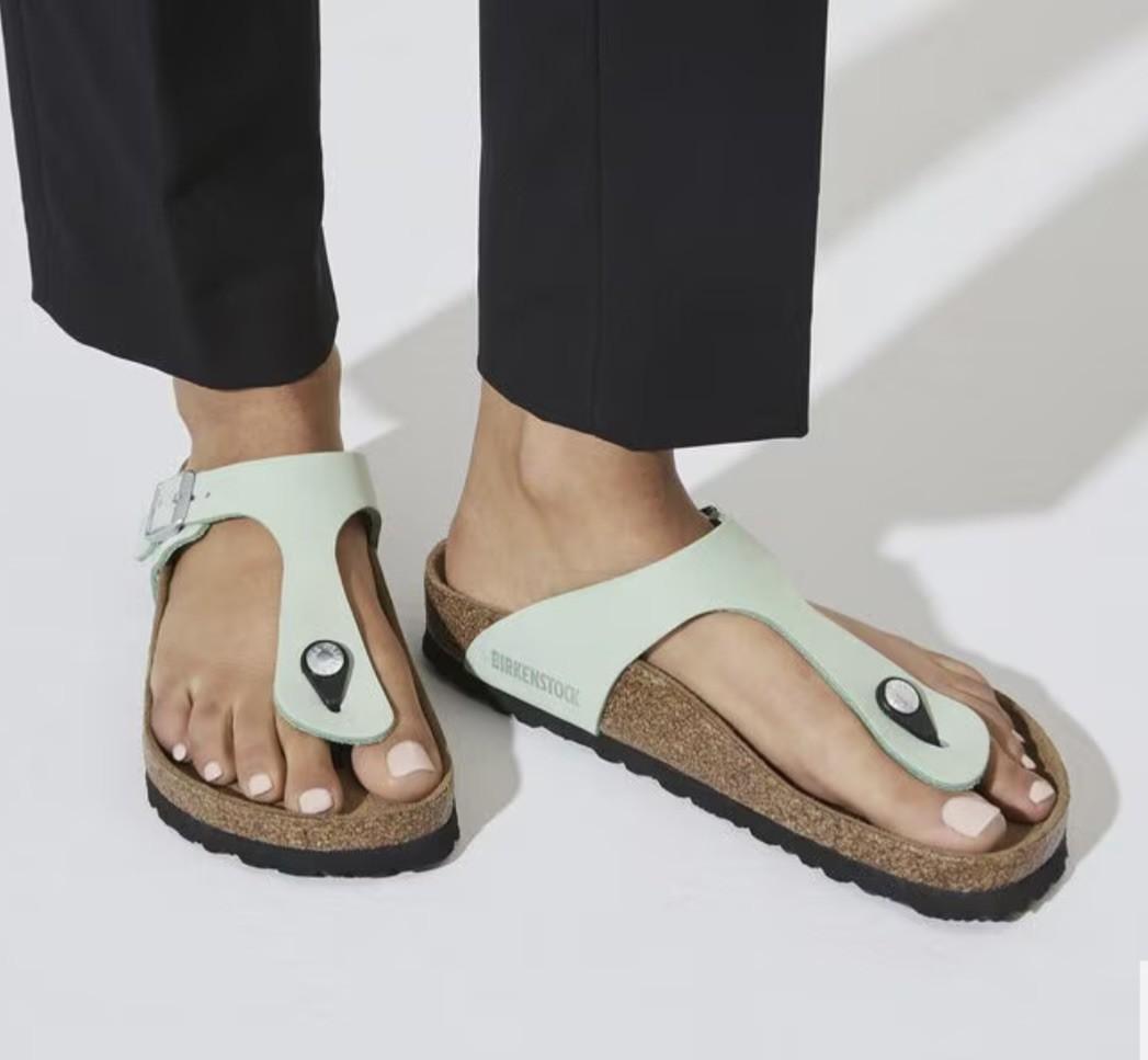 Birkenstock Gizeh Buckle Soft Footbed Matcha Nubuck Leather Sandals EU36 New