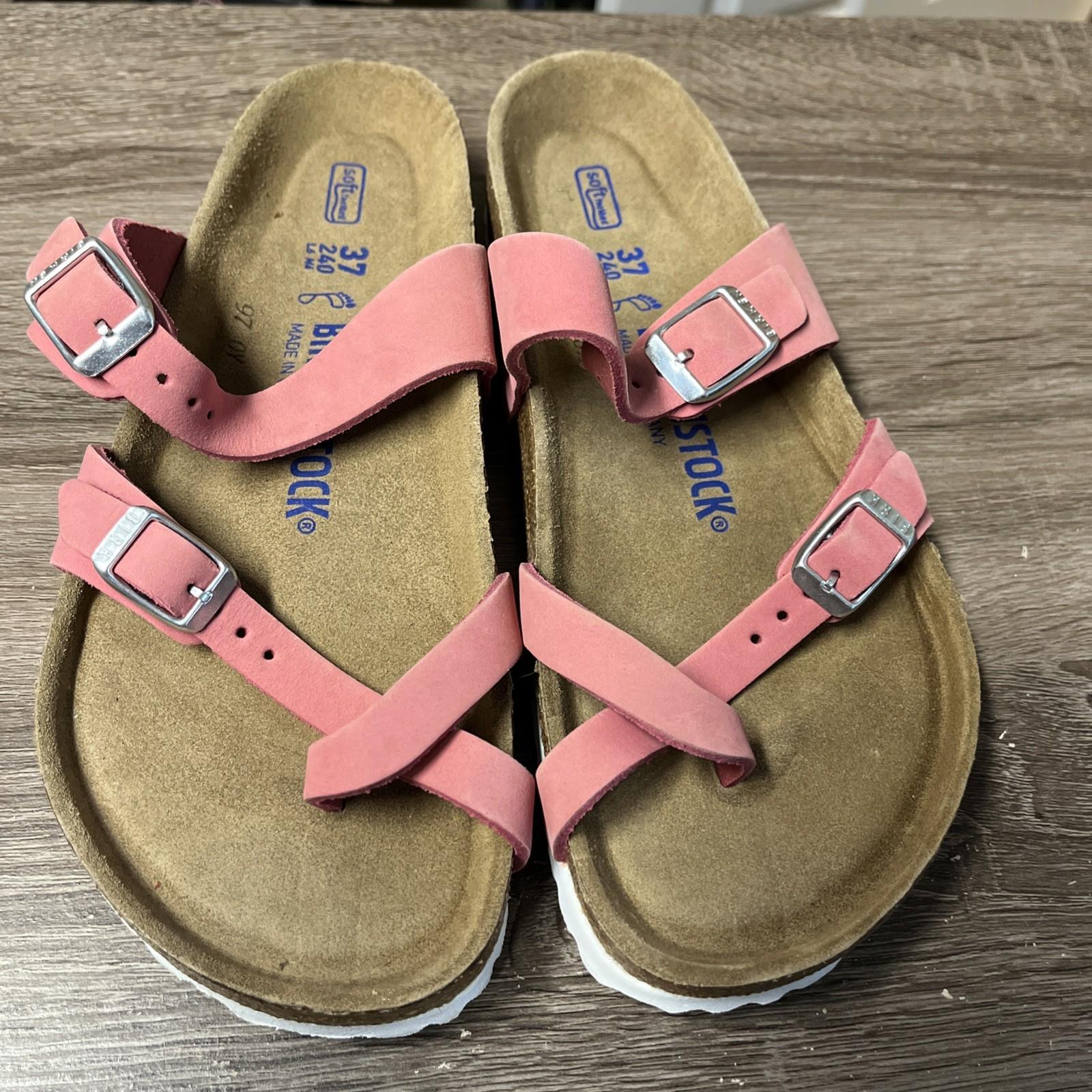 Birkenstock Mayari Arizona Fuchsia Leather Pink Sandals Slides Thongs 37 US 6