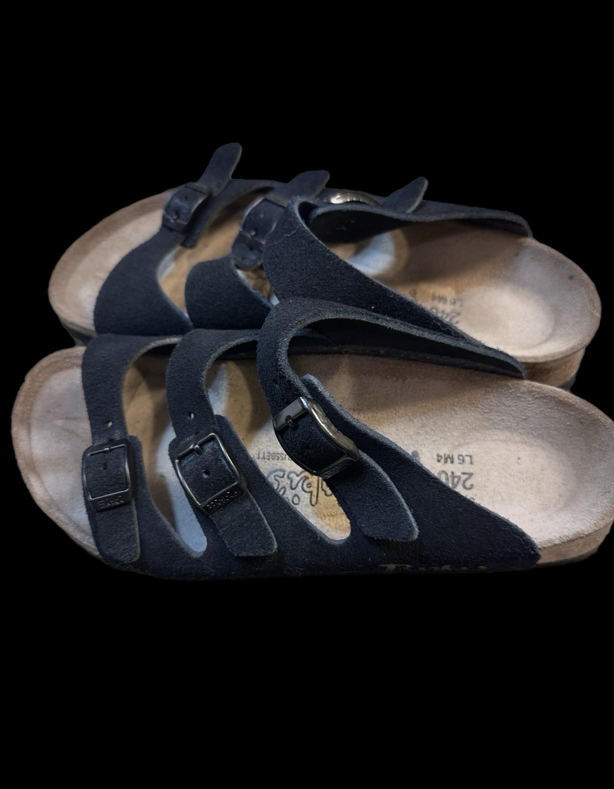 Birkenstock Florida Slide Sandal Black Suede Soft Foot Bed Women size 37 US 6