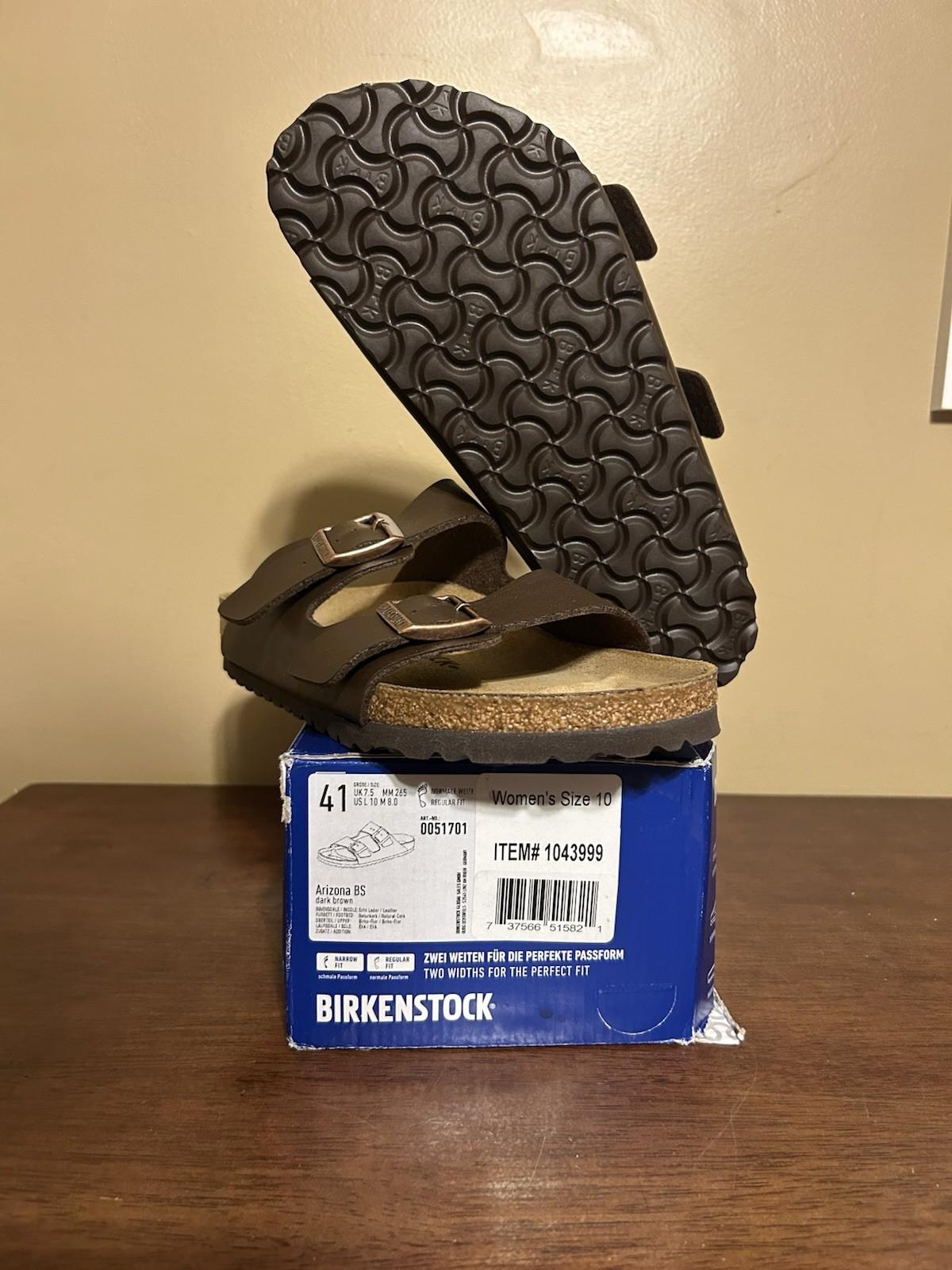 Size Women’s 10 Men’s 8 Birkenstock Arizona BS Dark Brown Sandals NEW