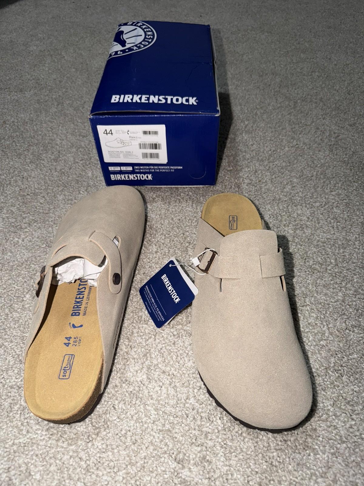 Birkenstock Boston Taupe Suede Leather Soft Footbed Clog Men and Women Shoes