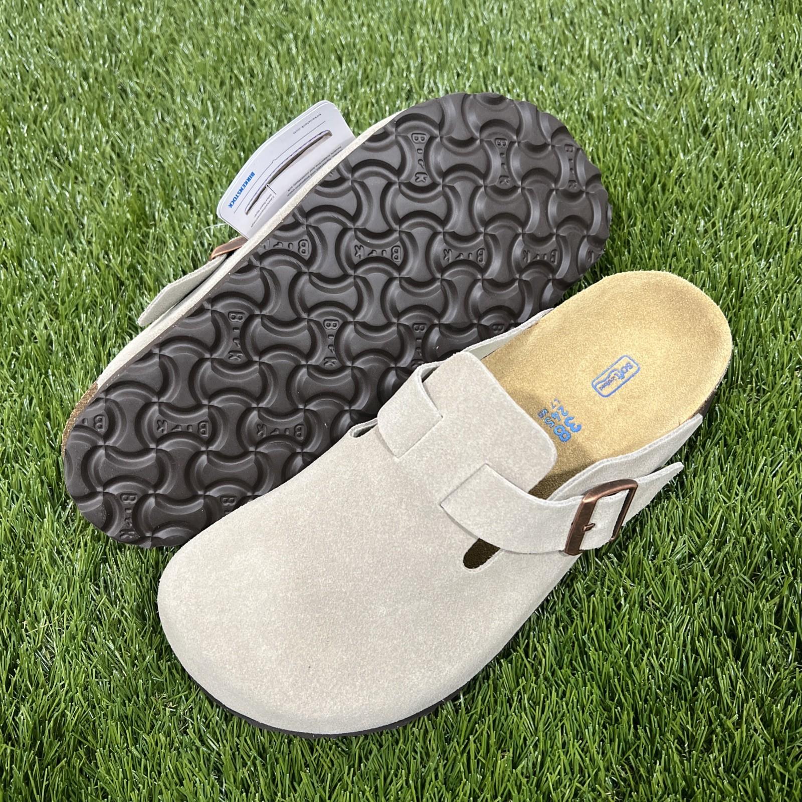 Birkenstock Boston Clog Taupe Suede Leather Soft Footbed Select Size 7 Women’s