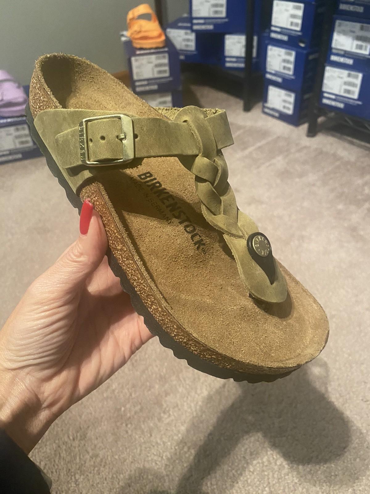 BIRKENSTOCK GIZEH BRAIDED OILED LEATHER OLIVE GREEN 36 Regular