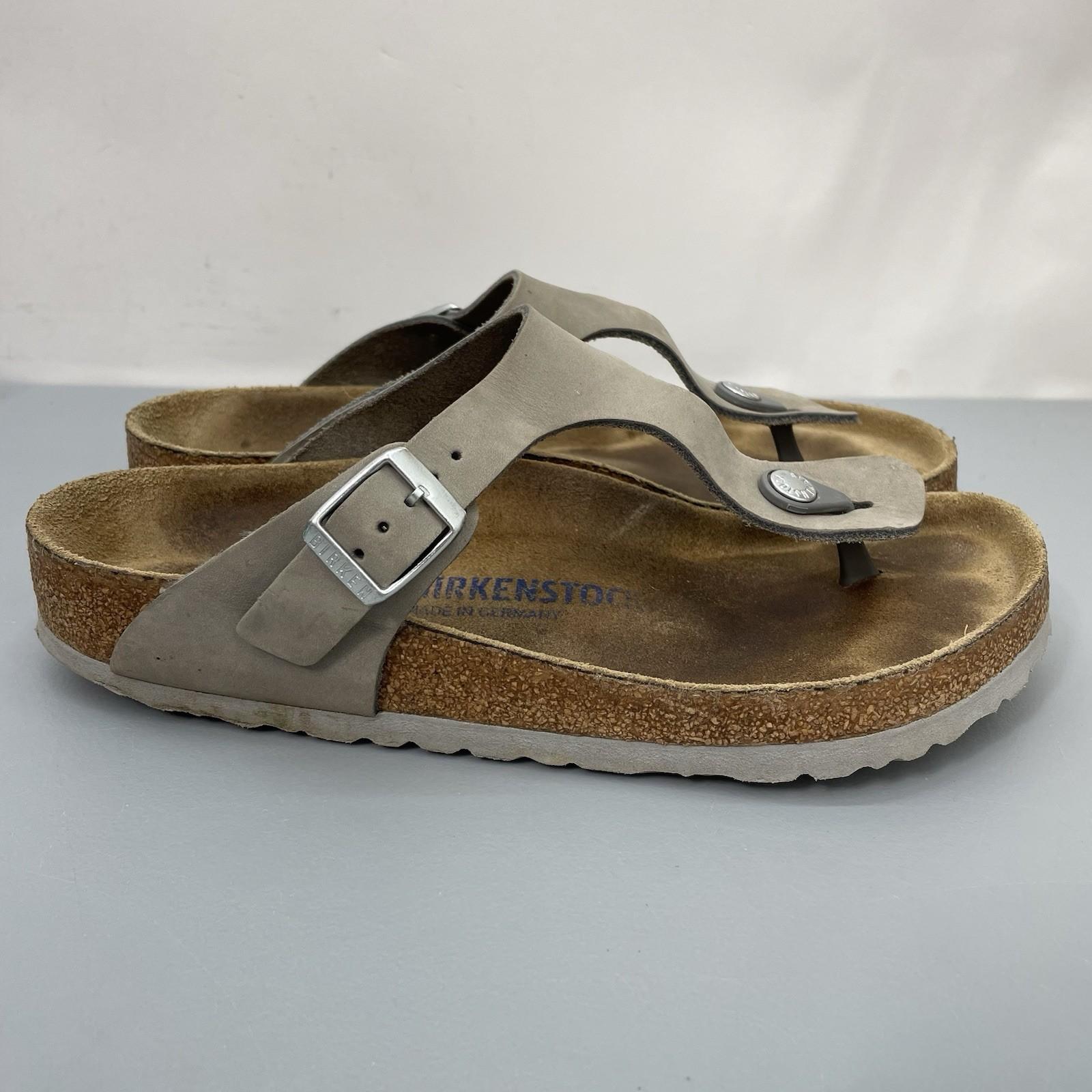Birkenstock Gizeh Thong Sandals Leather Comfort Taupe Gray Womens 39 US 8