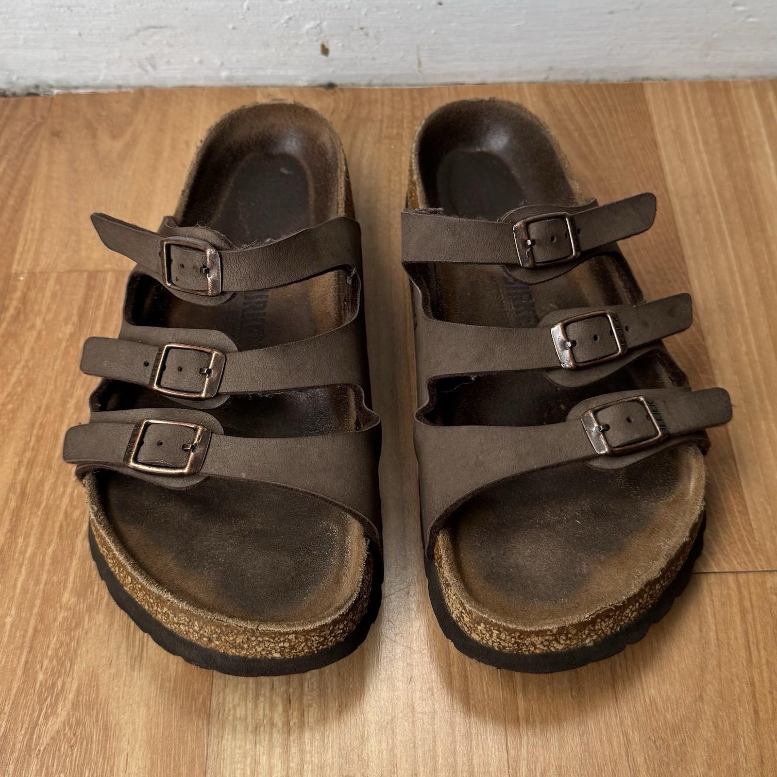 Birkenstock Florida Brown Birko 3 Strap Slide Sandals Size 36 (women’s 5-5.5)