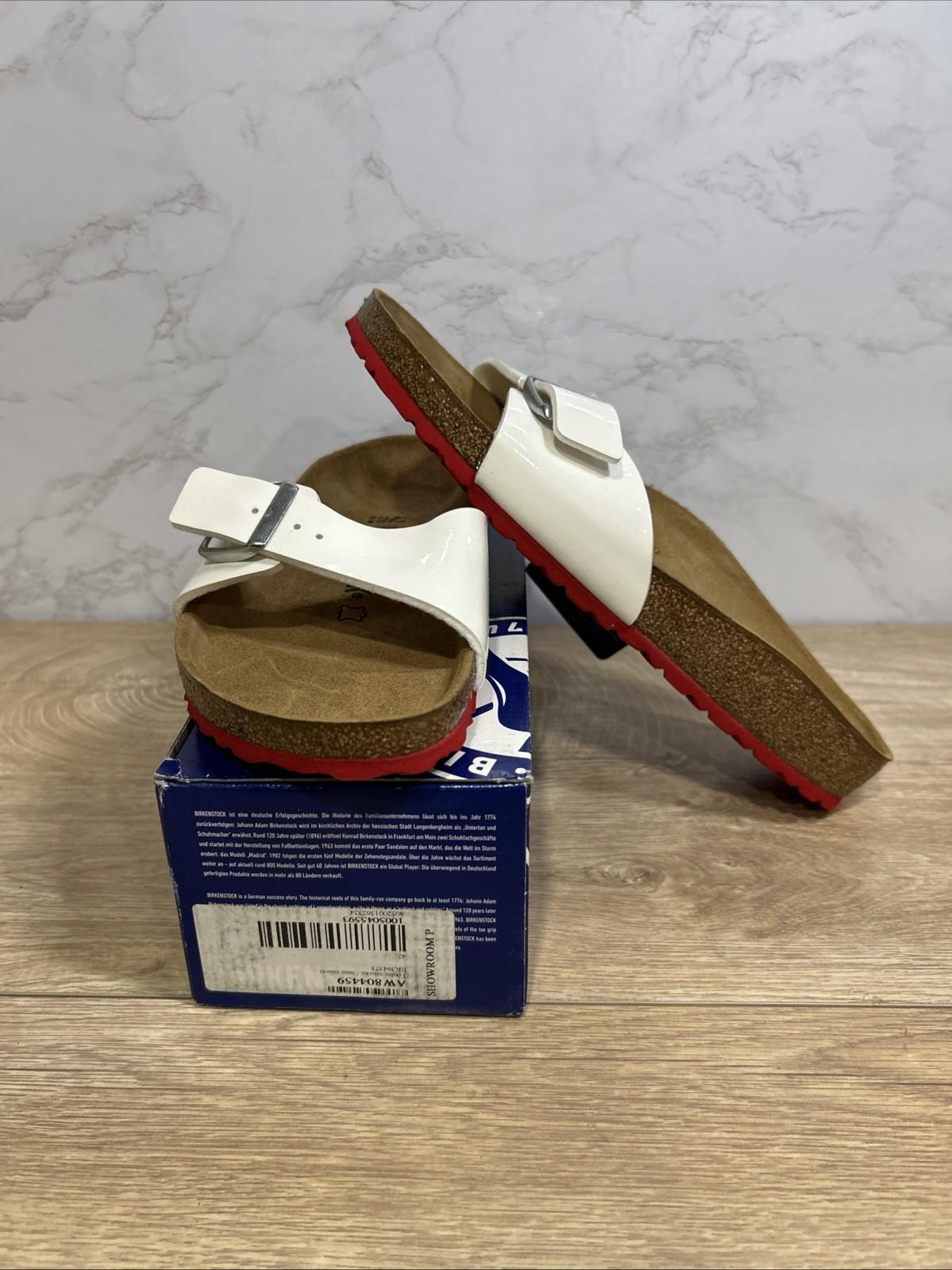 Birkenstock Madrid BS White Patent Leather Women Sandals 0394373 Sz 11 Narrow