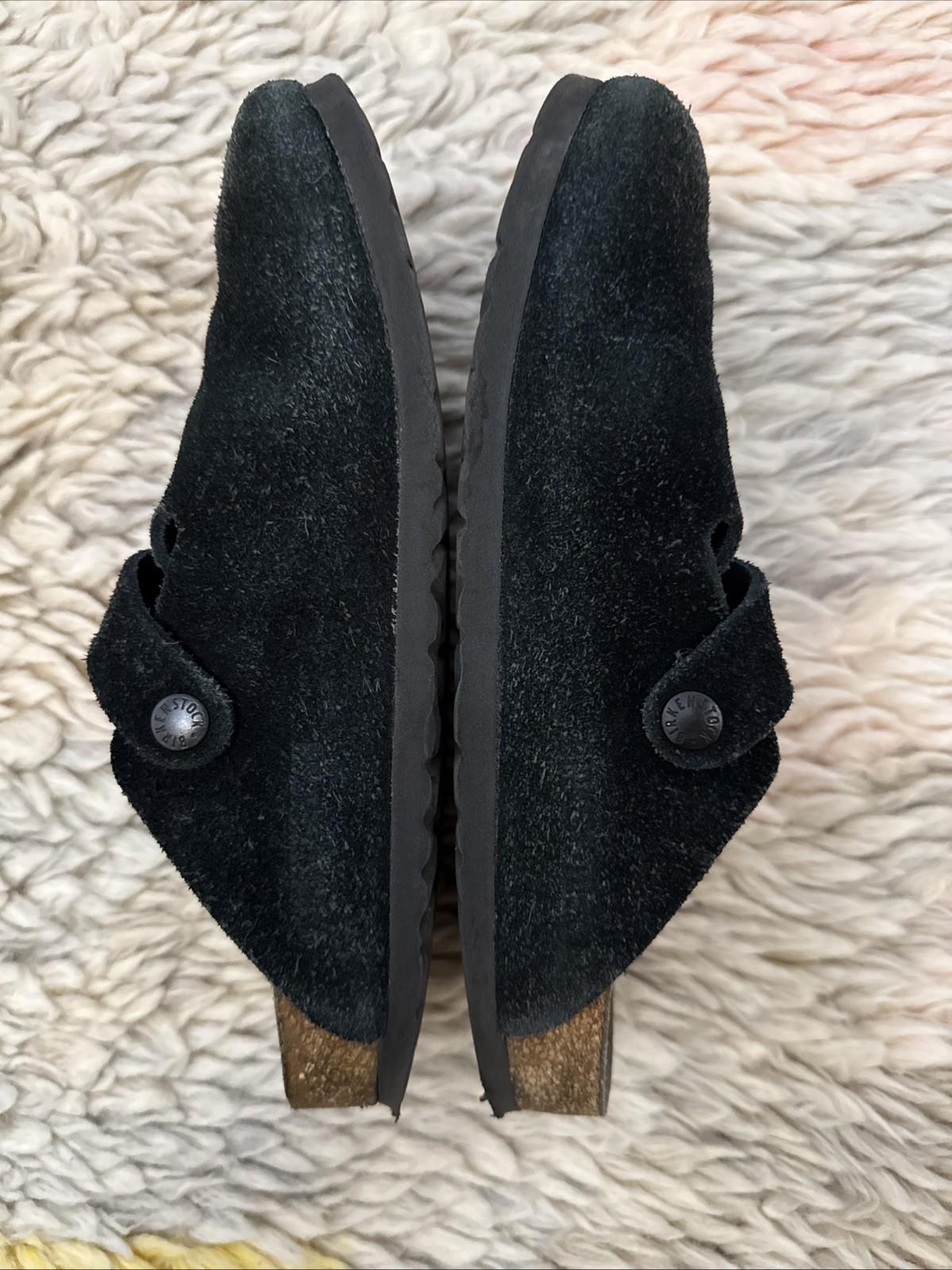 Birkenstock Boston Women’s EU 37  US Black  Suede Leather Clog Pre-owned
