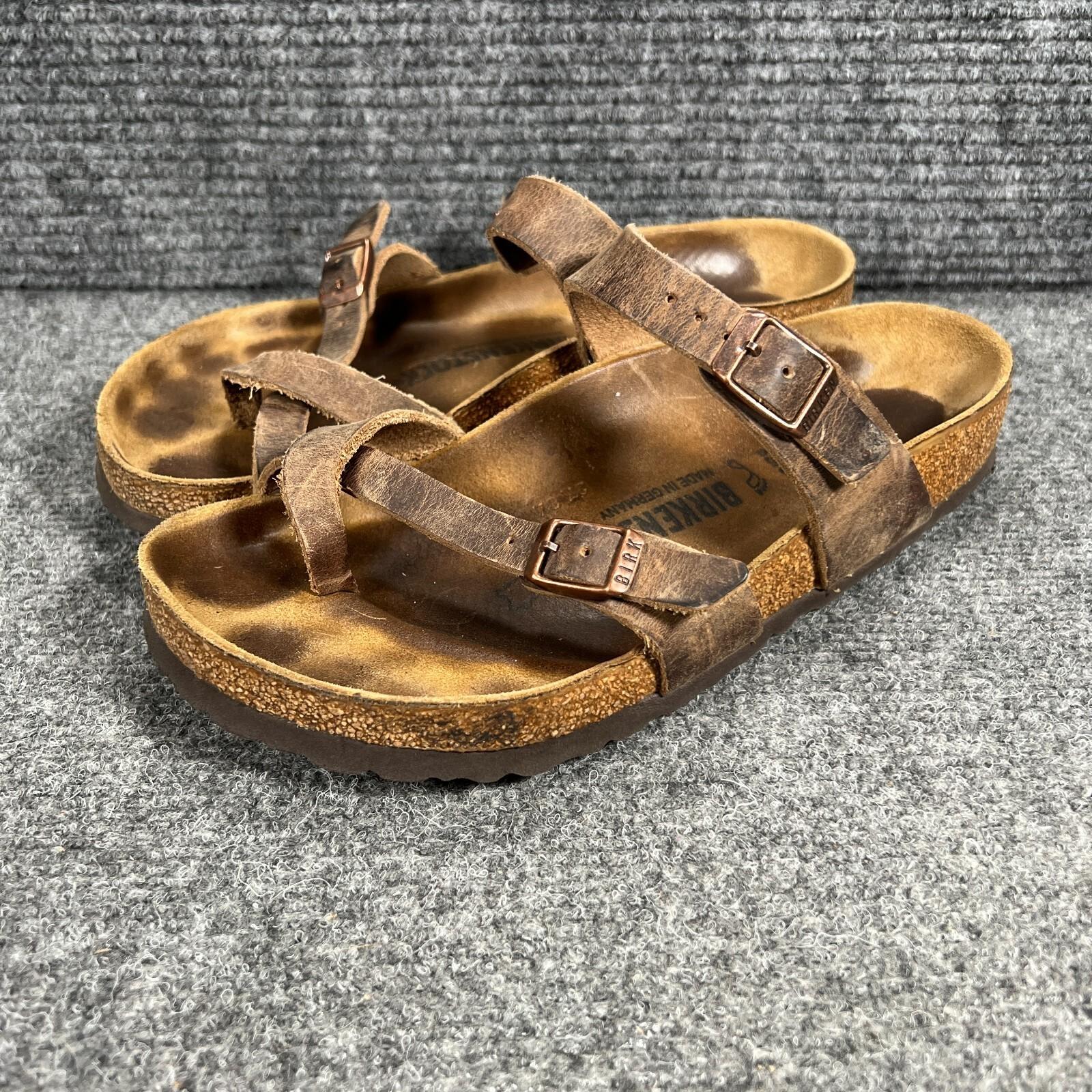 Birkenstock Mayari Leather Sandals Womens 5 Mens 7 Brown Toe Loop EU38