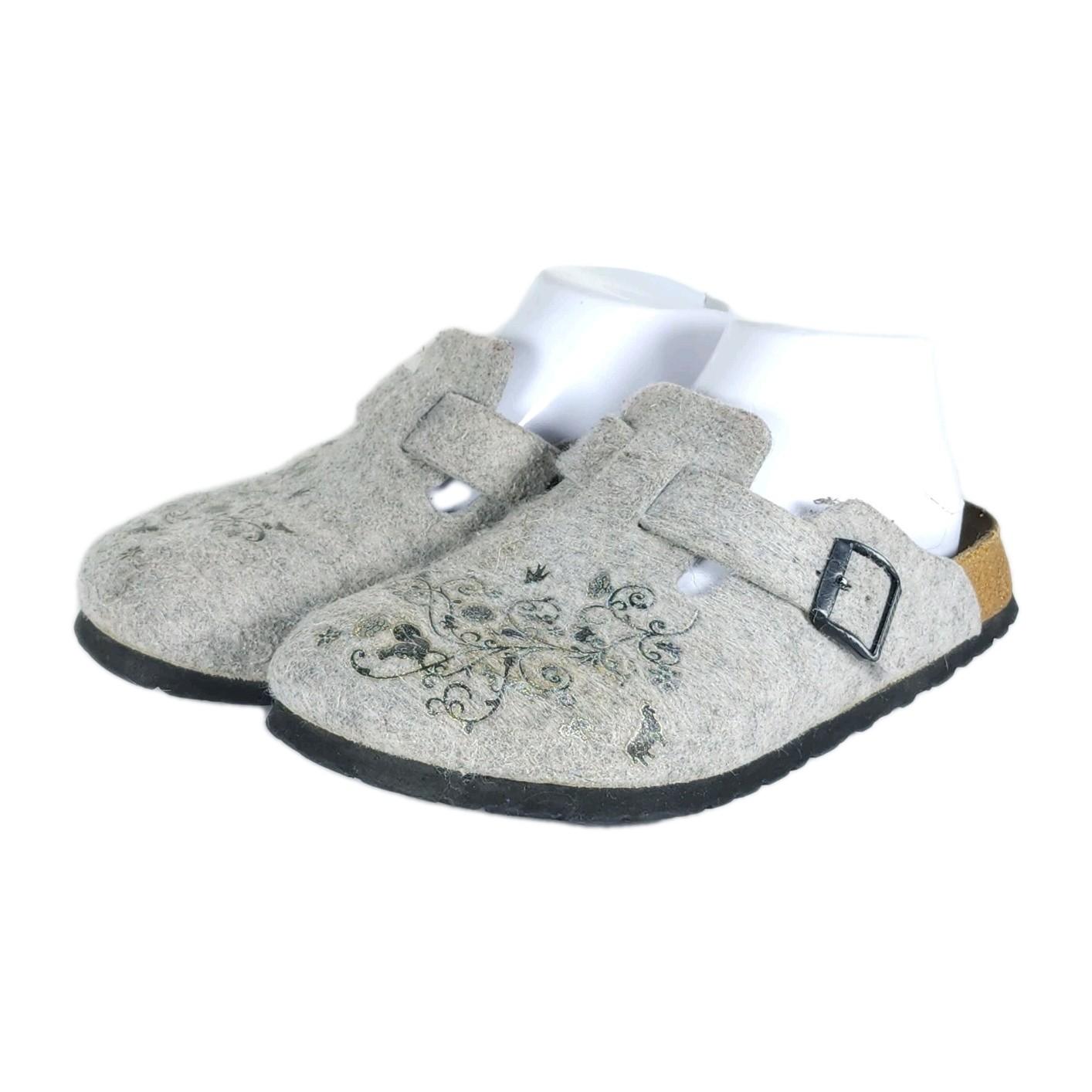 Birkenstock Papillio Women’s Boston EU38 US7 Gray Wool Floral Print Clogs Shoes