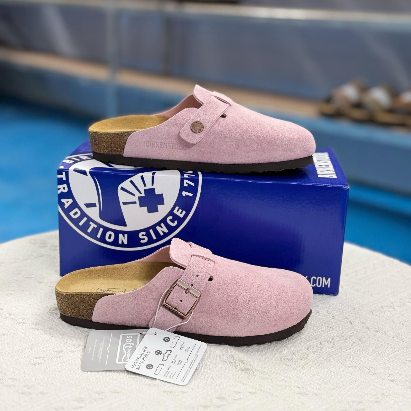 Birkenstock Boston Pink Suede Leather Size EU35-45 Women And Mens Shoes