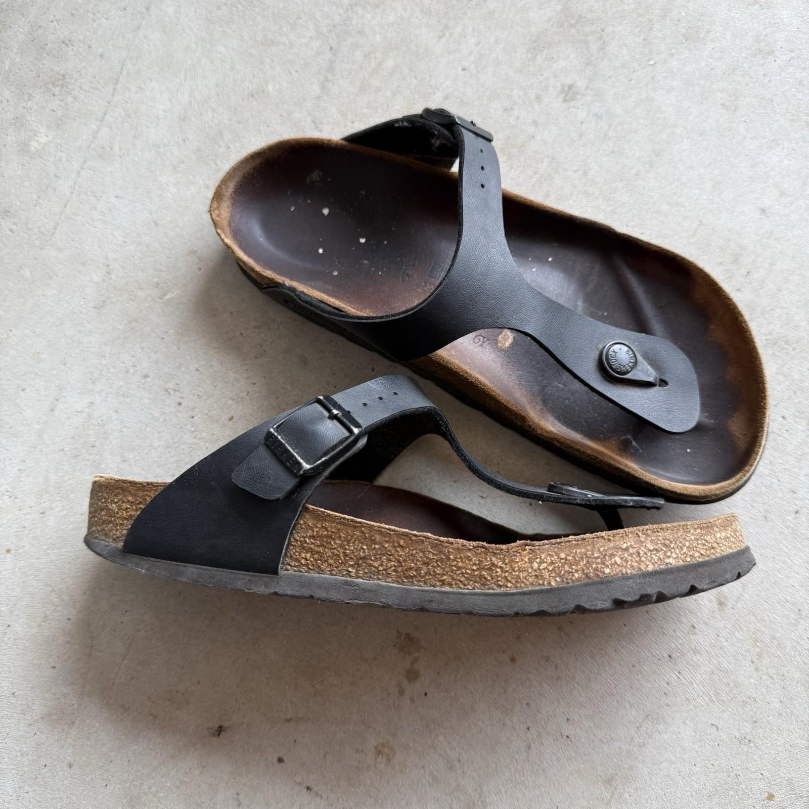 BIRKENSTOCK Gizeh Black Birki Buc Thong Sandals Cork Women’s US 7 EU 38