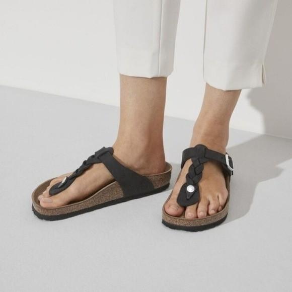 NEW Birkenstock Gizeh Black Braided 39 US 8-8.5