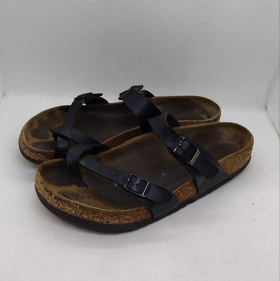Birkenstock Mayari Birko-Flor Sandals Women’s 39 Black Beach Vacation Retro