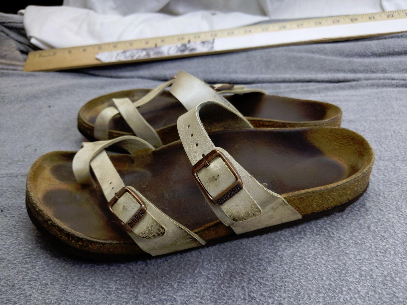 Birkenstock Mayari Birko-Flor 38 Womens 7 Mens 5 White Leather Sandal Granada