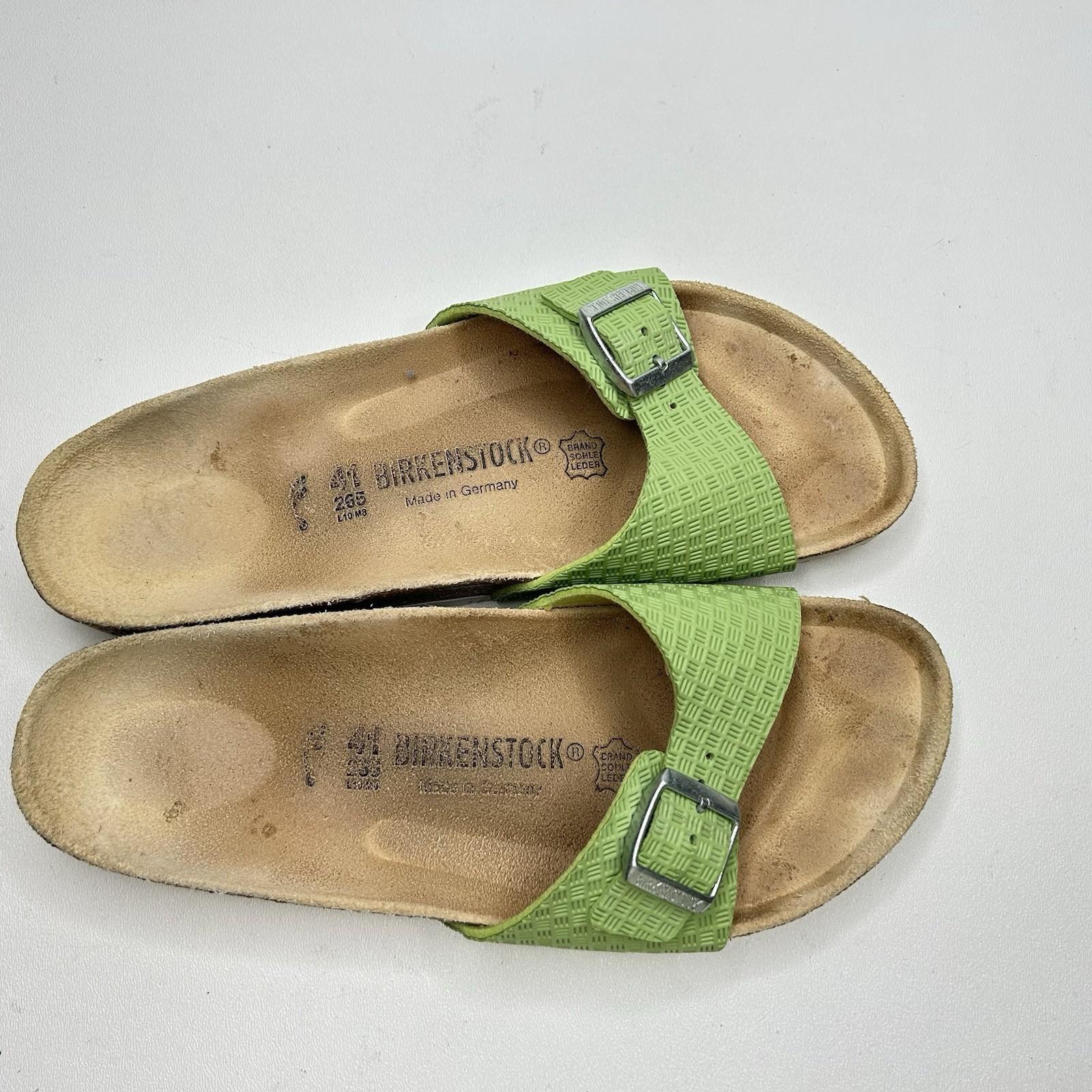 BIRKENSTOCK Madrid Womens 41 Textured Green Single Strap Sandal Slides sz 10-11