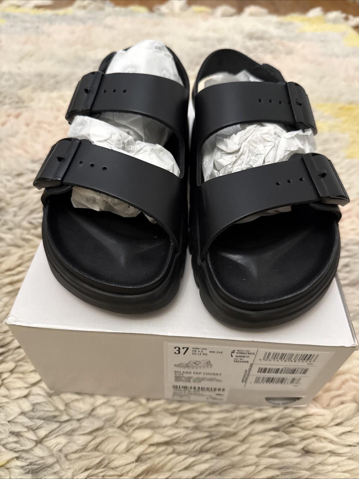 Birkenstock Papillio 37  Box Milano Chunky Pap Black Leather Exquisite Footbed
