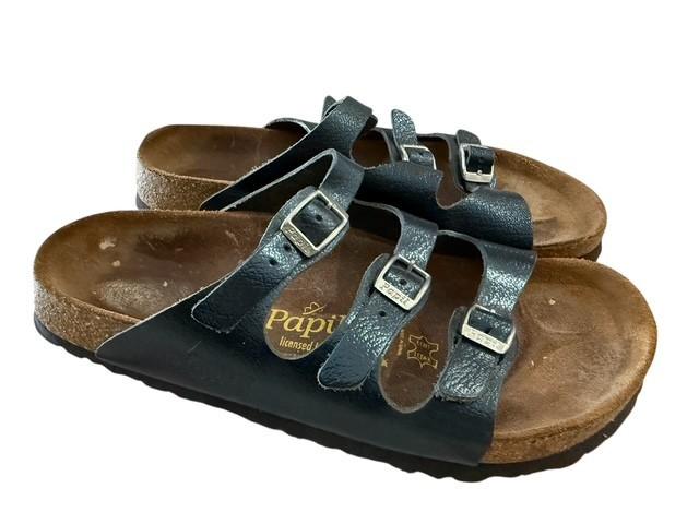 Birkenstock Papillio Triple Strap Sandals Womens EU 38 US 7 Blue Metallic Shoes