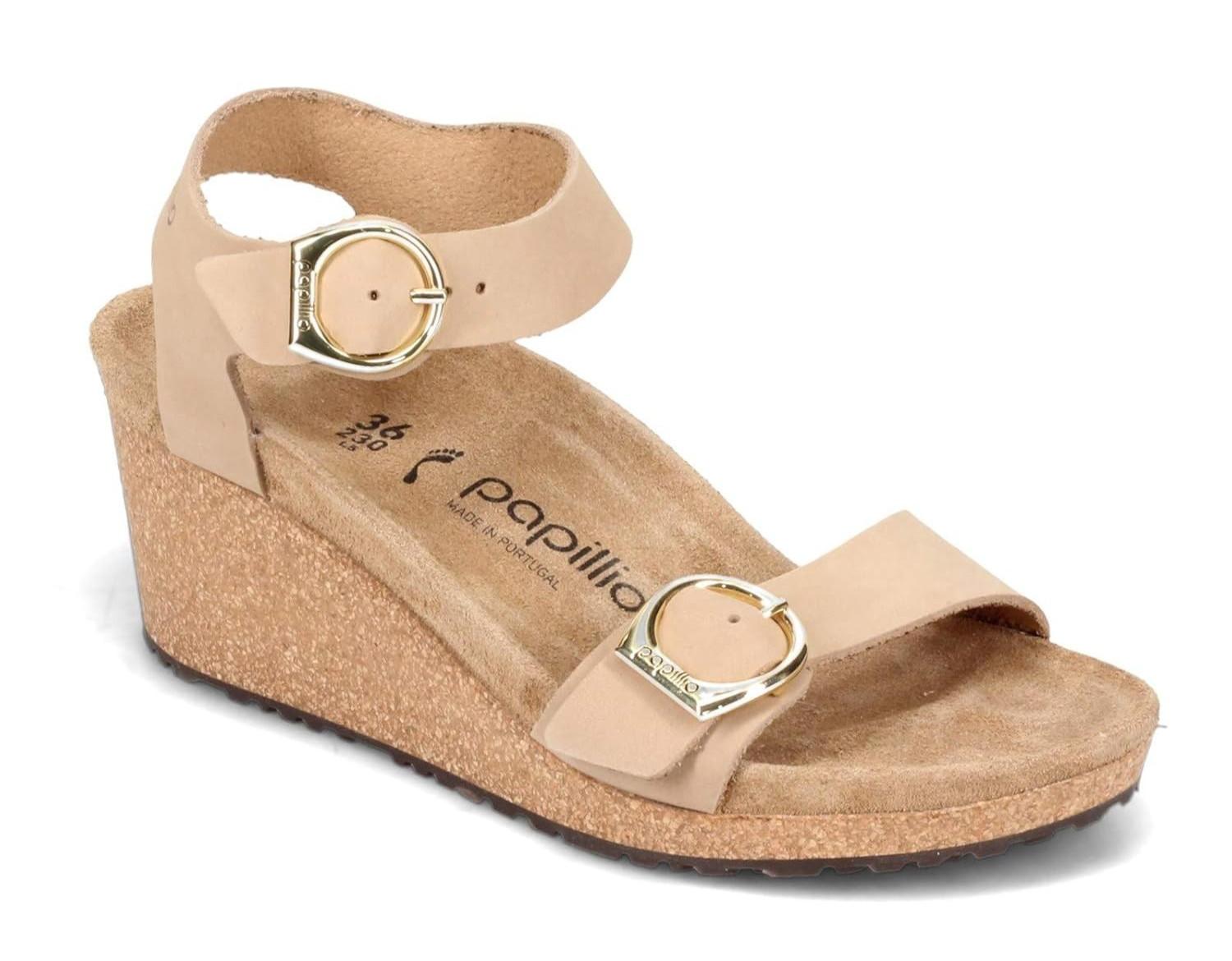 Birkenstock Papillio Soley Wedge Sandal Soft Pink Nubuck Leather, Size 40