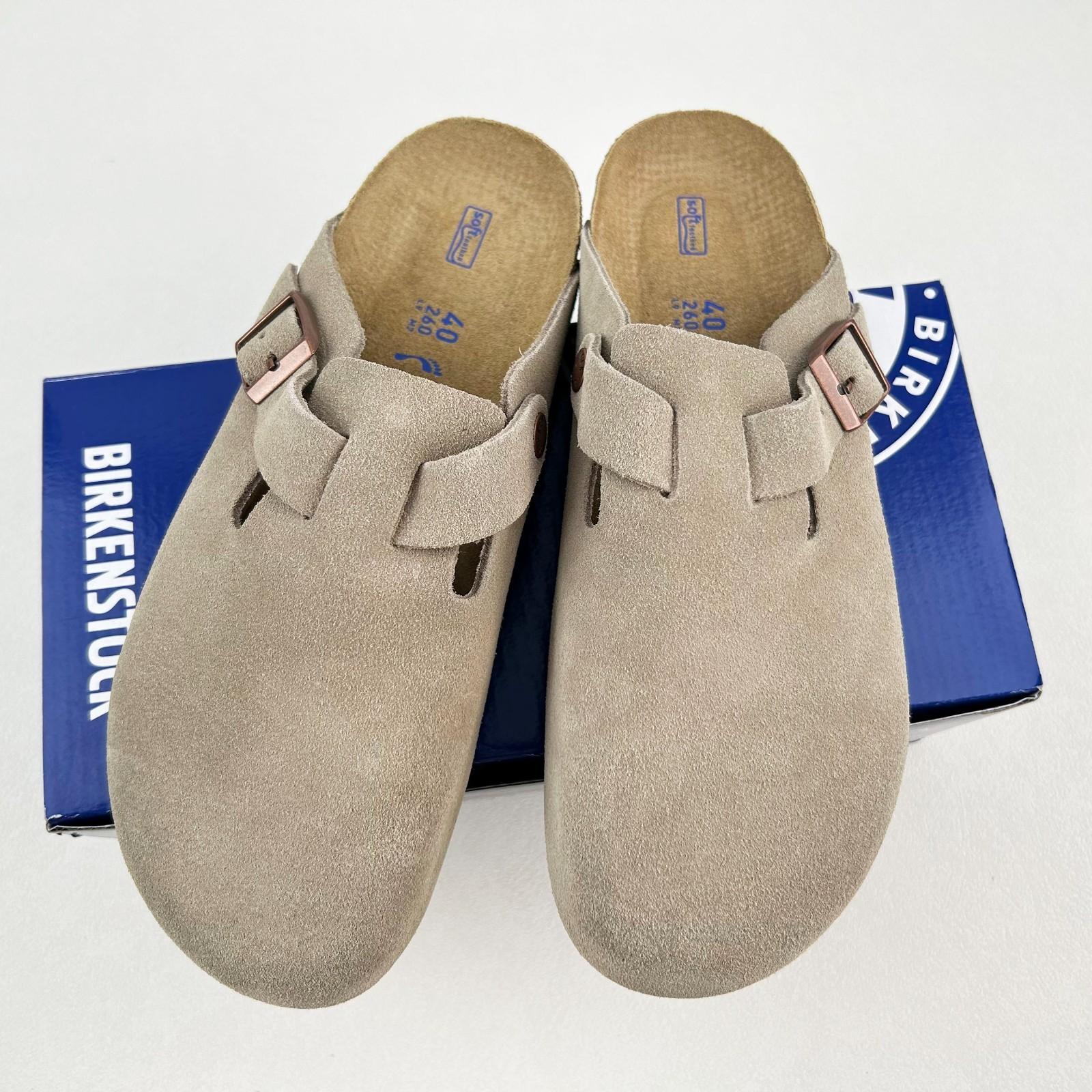 Birkenstock Boston Suede Taupe Shoes Soft Footbed Men’s and Women’s Size EU37-45