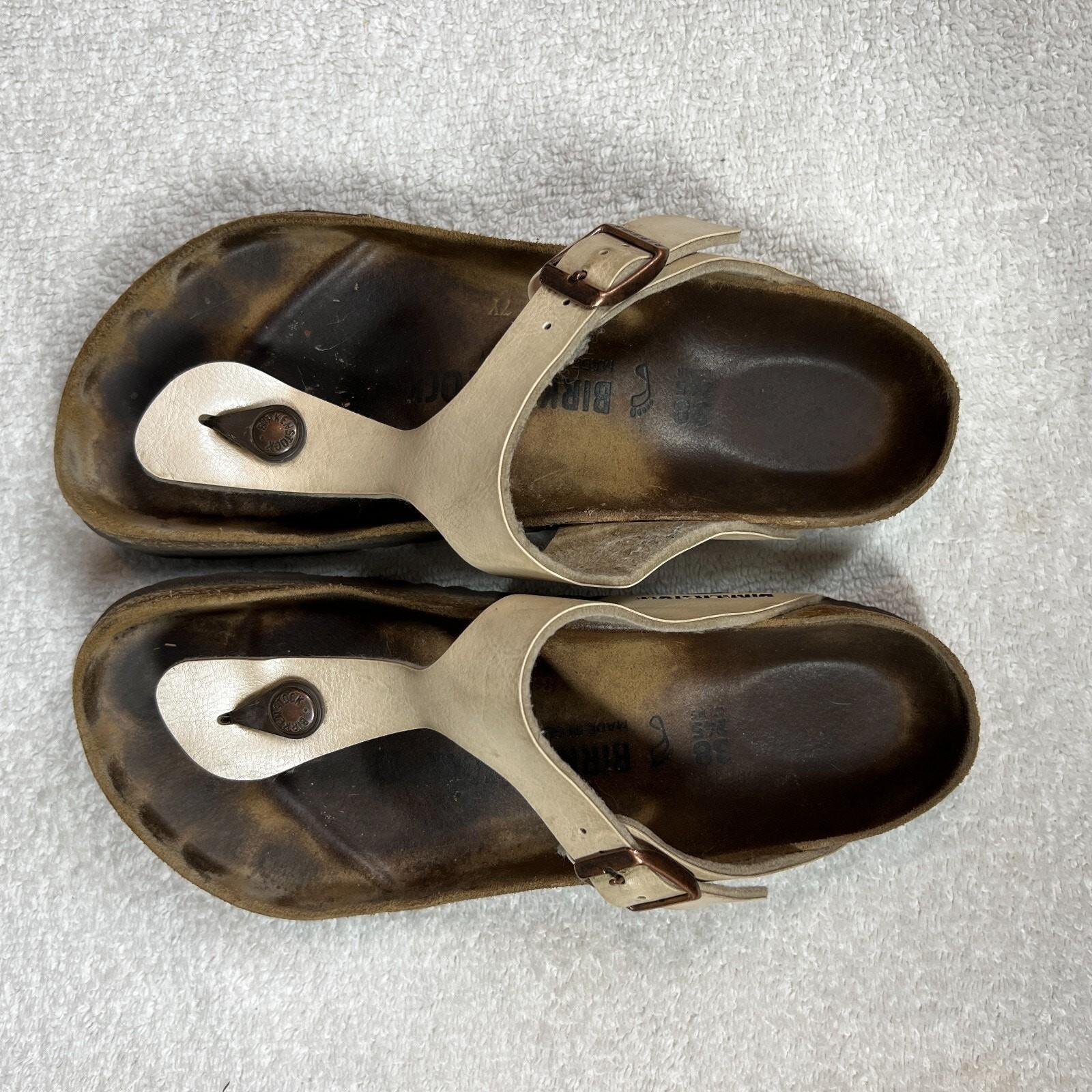 Birkenstock Gizeh Sandals Womens 38 245 Ivory Strap Open Toes