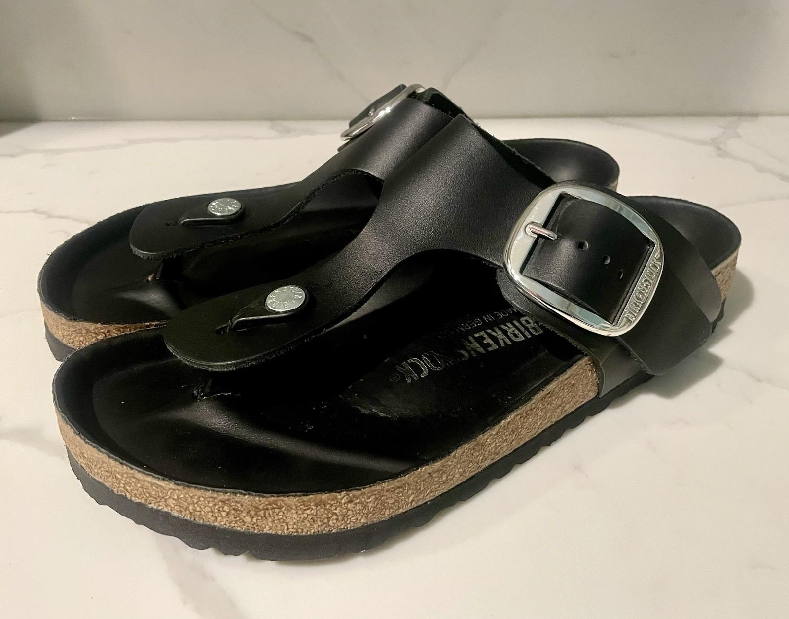 Birkenstock Gizeh Big Buckle 39 8-8.5 Black Leather  SERIOUSLY LIKE NU!!