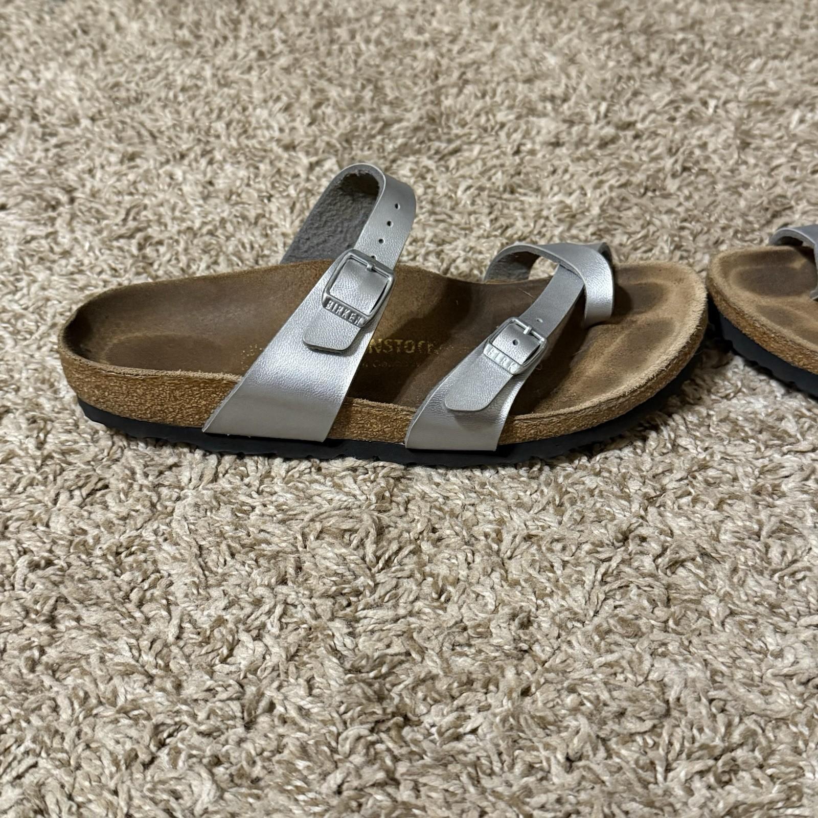 Birkenstock Mayari Birko-Flor Sandals Silver Women Size 38 , US Women 7.5