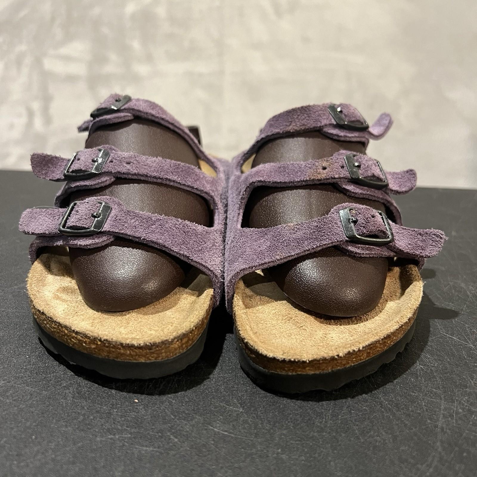 Birkenstock Florida Soft Footbed Womens 6 Narrow Purple Suede Strappy Sandals