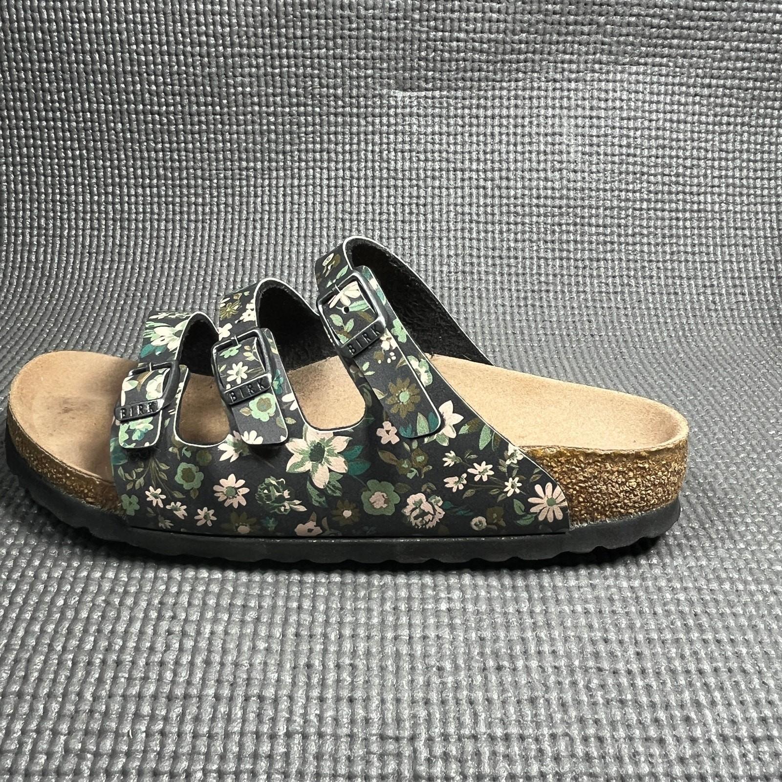 Birkenstock Florida Slide Sandals Women 36 Green Magical Flowers LEFT SHOE ONLY