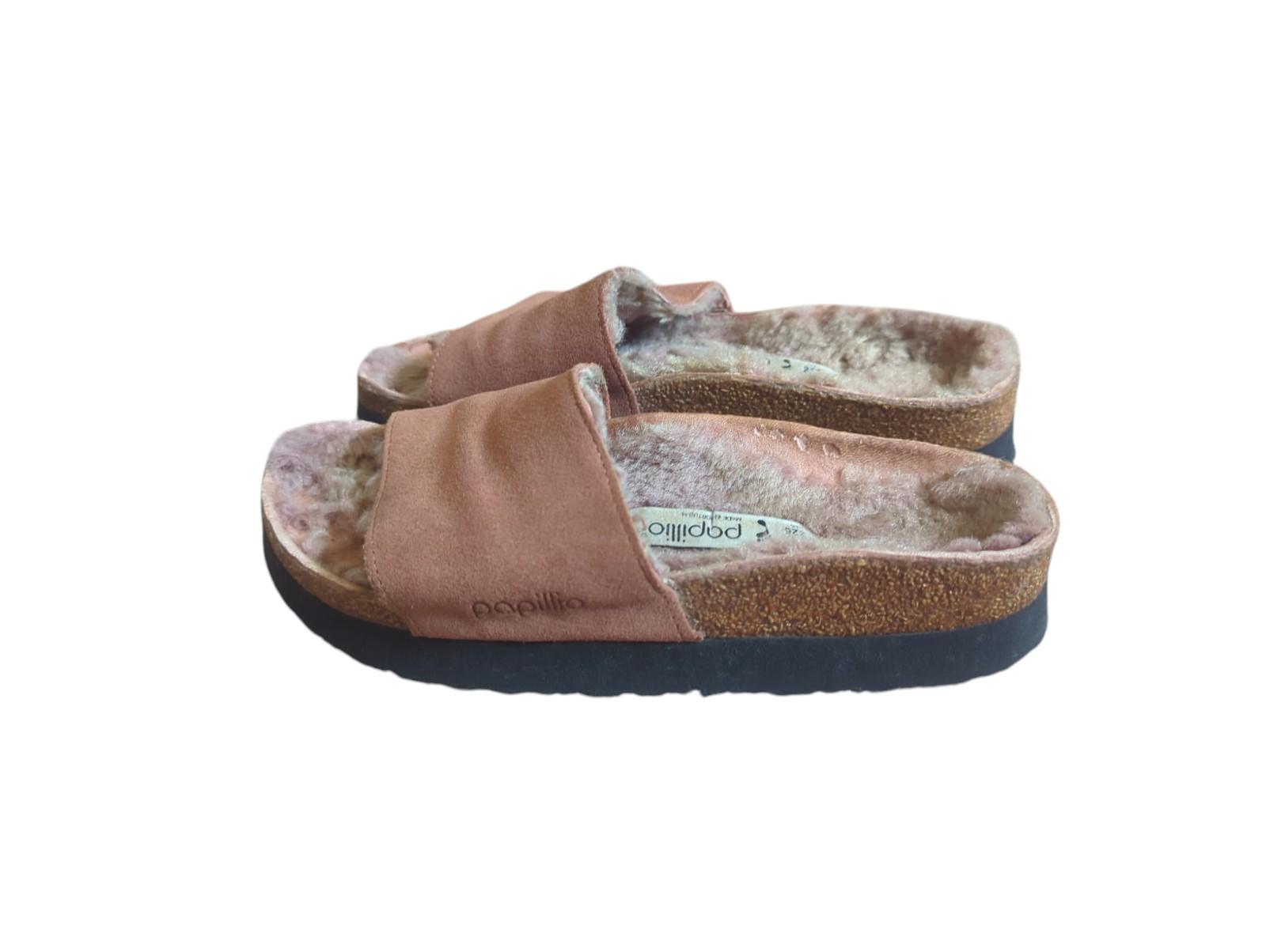 Birkenstock Papillio Cora Shearling Terracotta Platform Slide Sandals 35 / 4