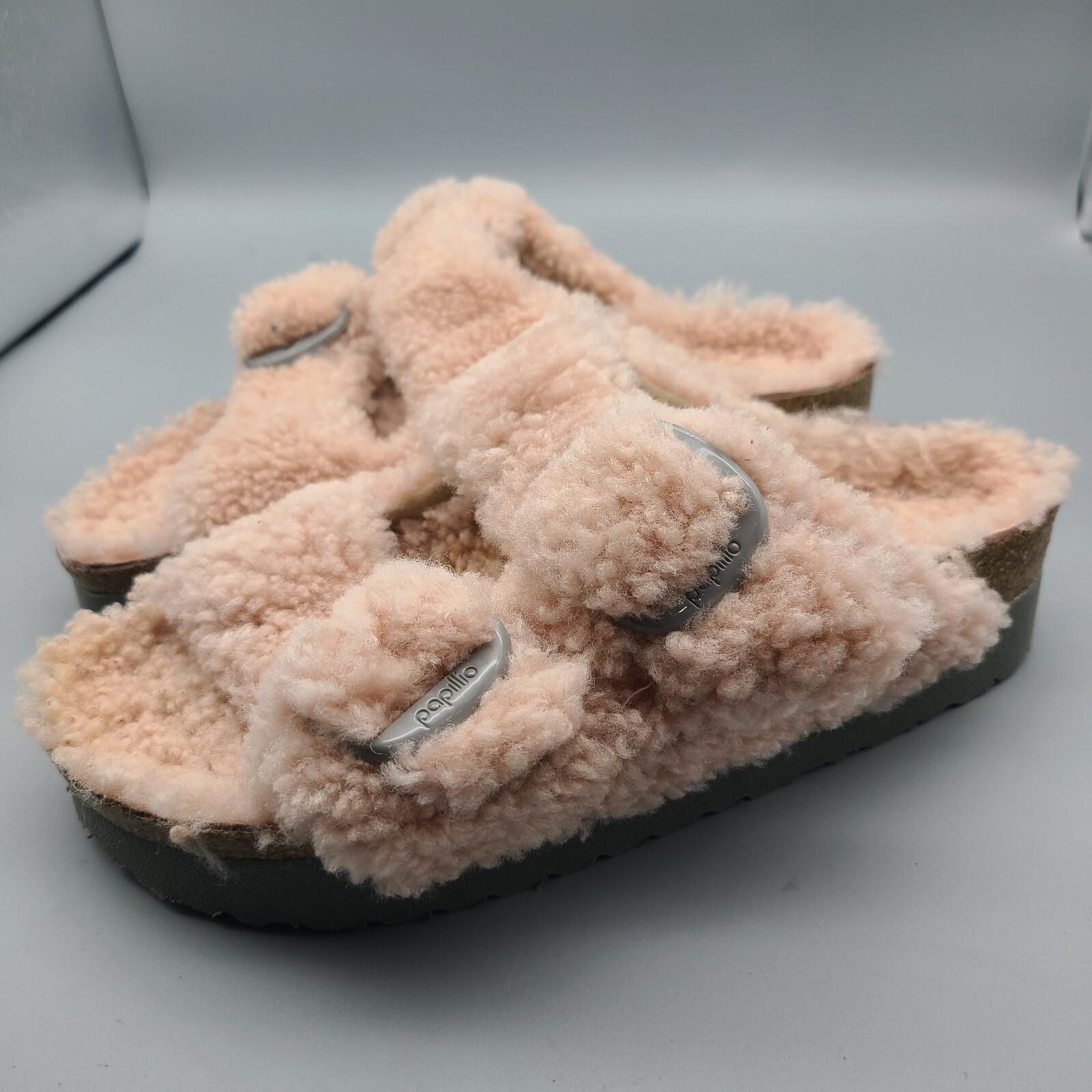 Birkenstock Papillio sandal Pink Arizona Big Buckle Teddy Shearling 7 38 new