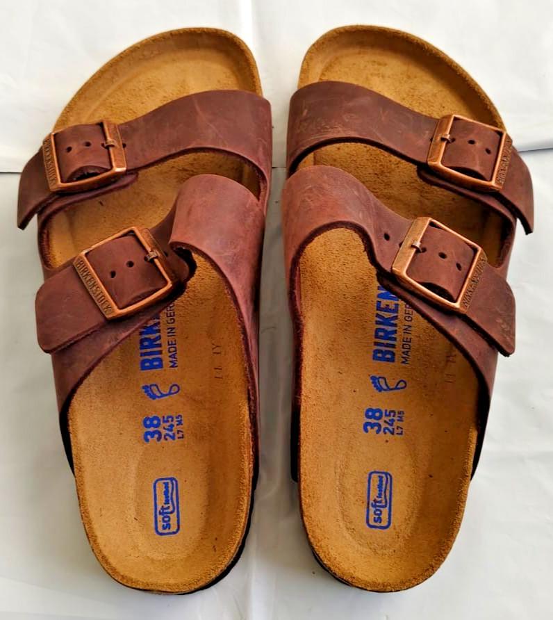 Birkenstock Arizona soft footbed unisex leather Sandal Brown EU 38 (M5 L7)