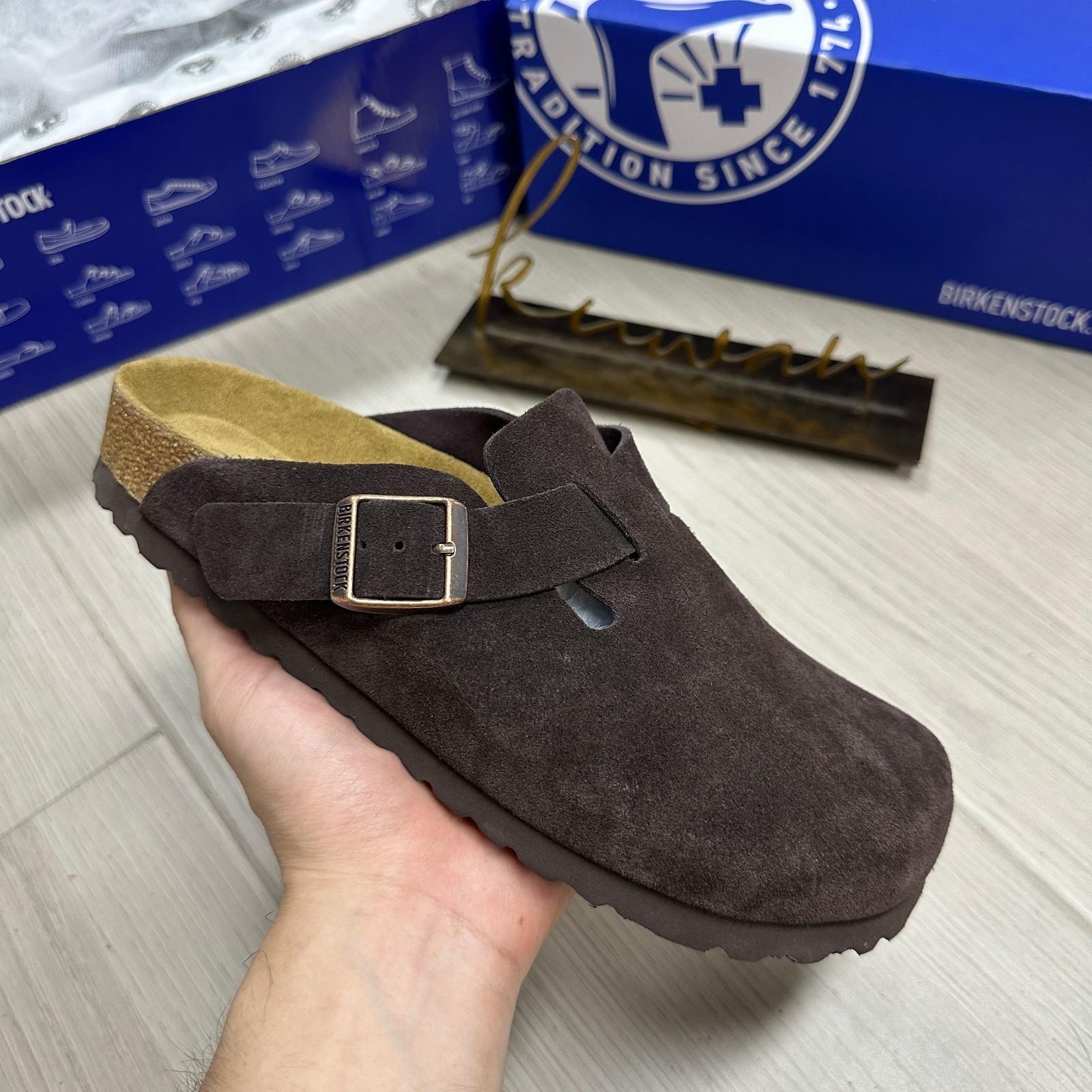 New Birkenstock Boston Mocha Brown Suede Clogs