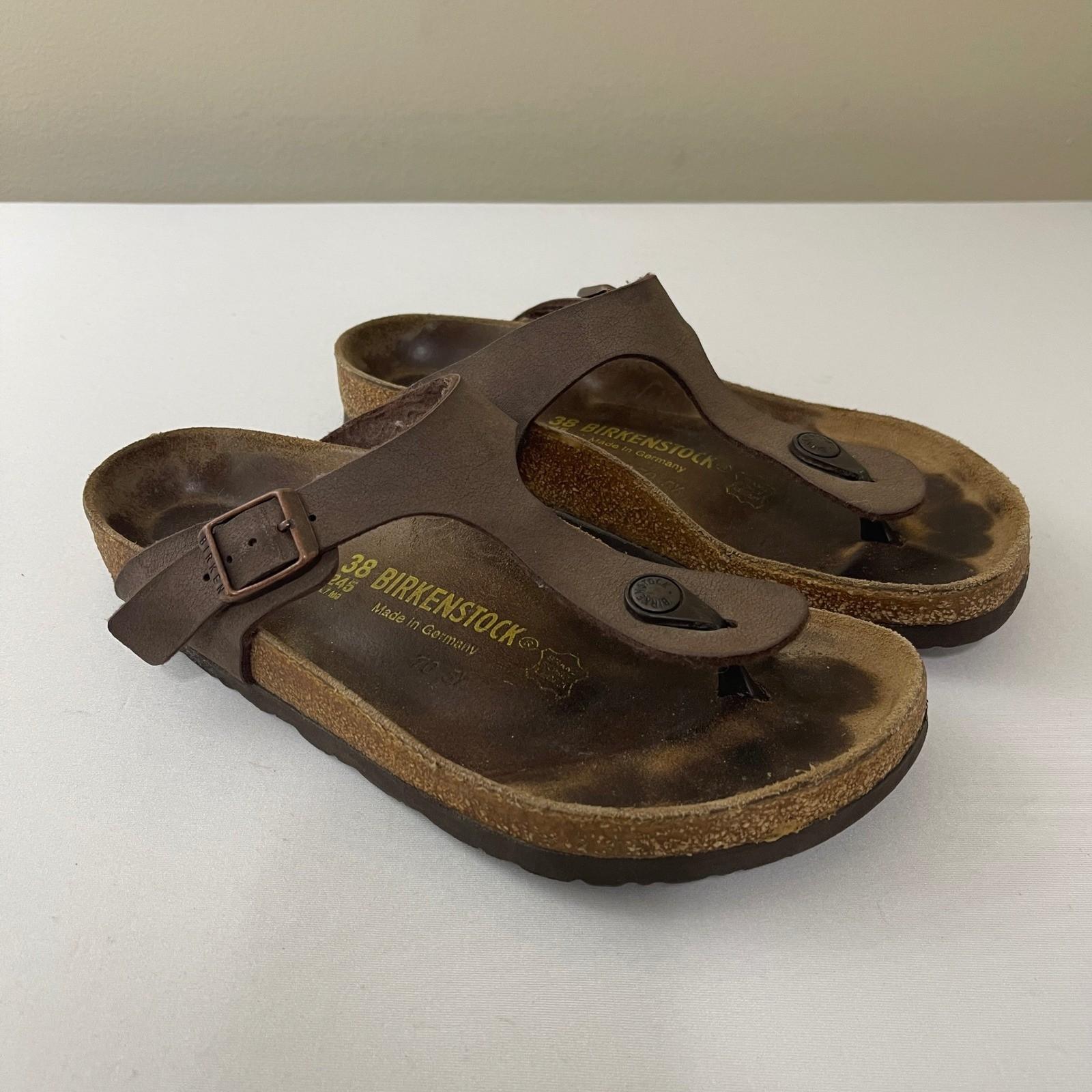Birkenstock Gizeh Sandals Womens Size 38 US 7 Brown Thong Leather Comfort