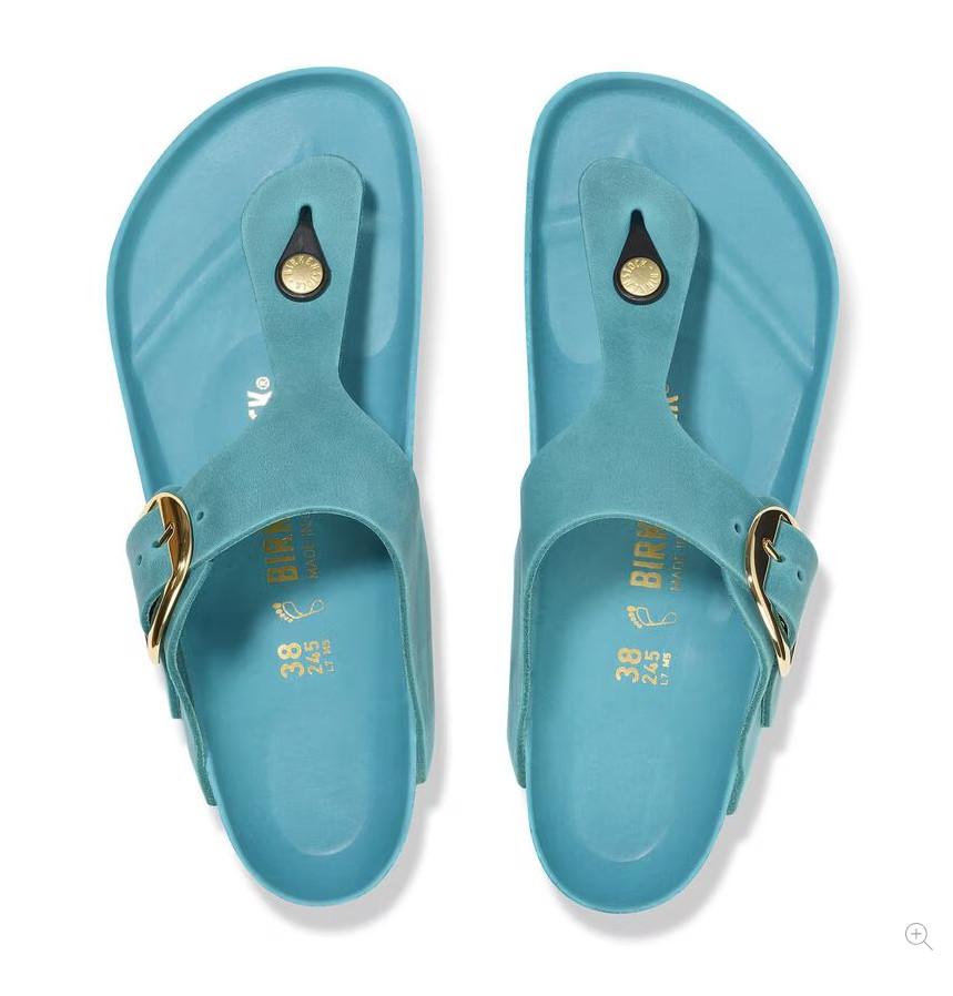 Birkenstock Gizeh Big Buckle Oiled Leather sandals Biscay Bay EU 38 US 7-7.5 reg