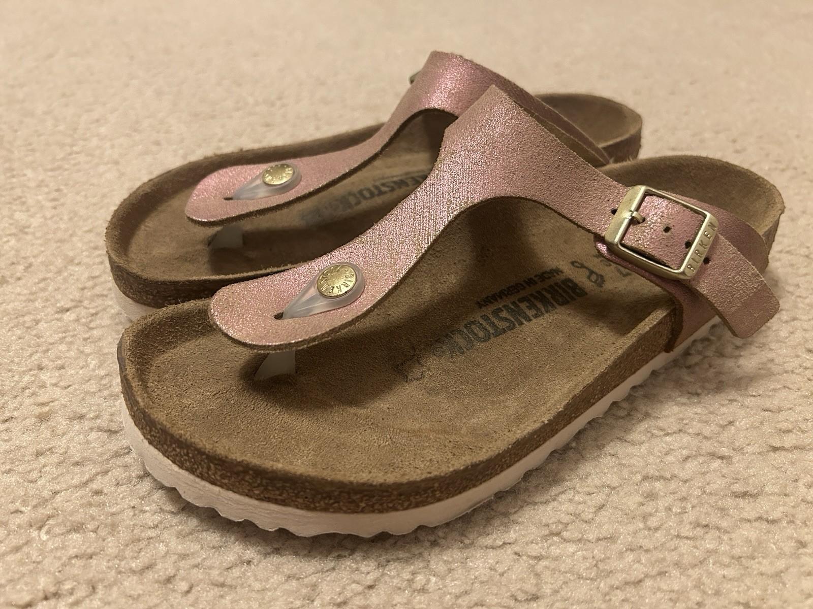 Birkenstock Gizeh Thong Sandals Pink Suede Size 37 Regular Width