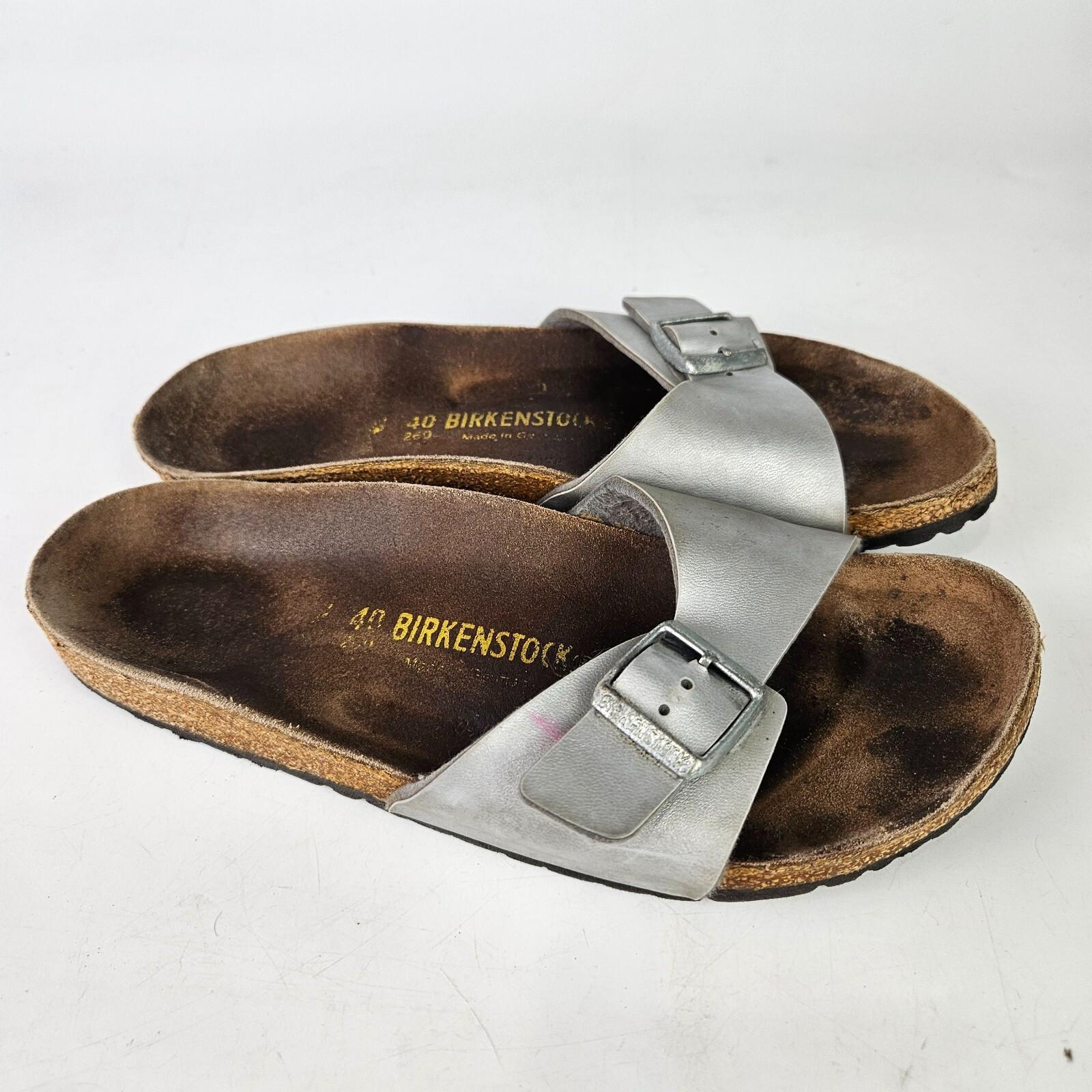 Birkenstock Madrid Womens Size 40 / 9 Sandals Single Strap Metallic Silver