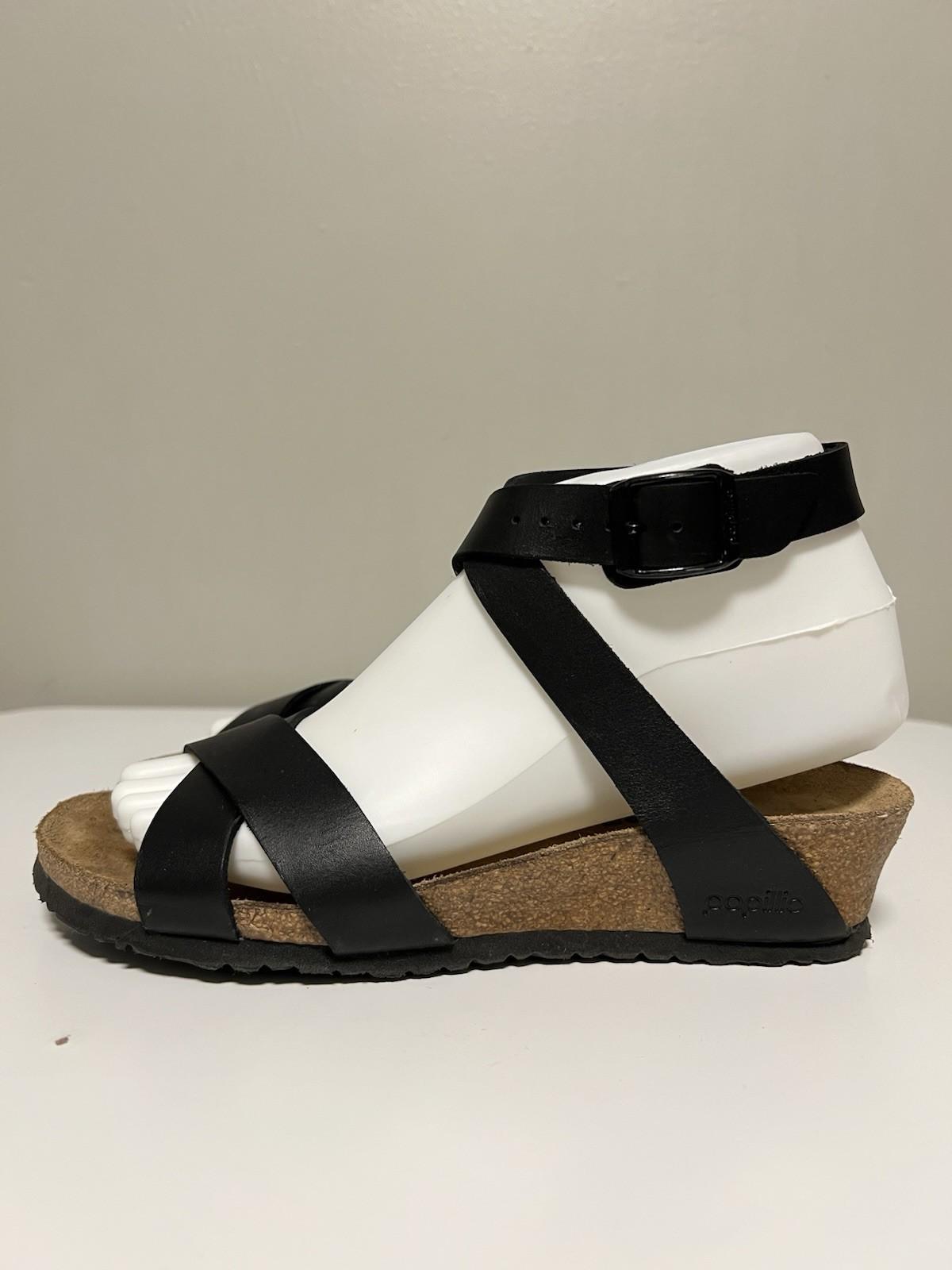 BIRKENSTOCK Papillio Lola Wedge Women’s Sandals Black Leather EU 37 US 6-6.5