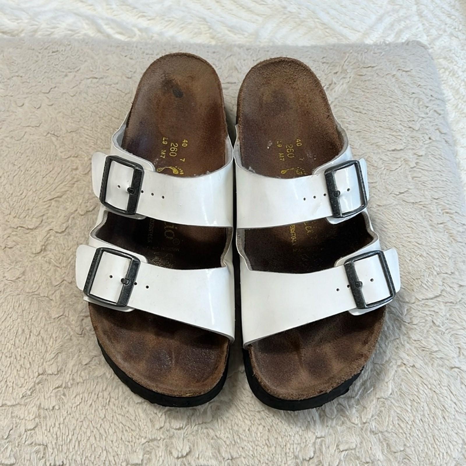 Birkenstock Papillio Arizona Platform Sandals White Patent Leather Size 40 / 9