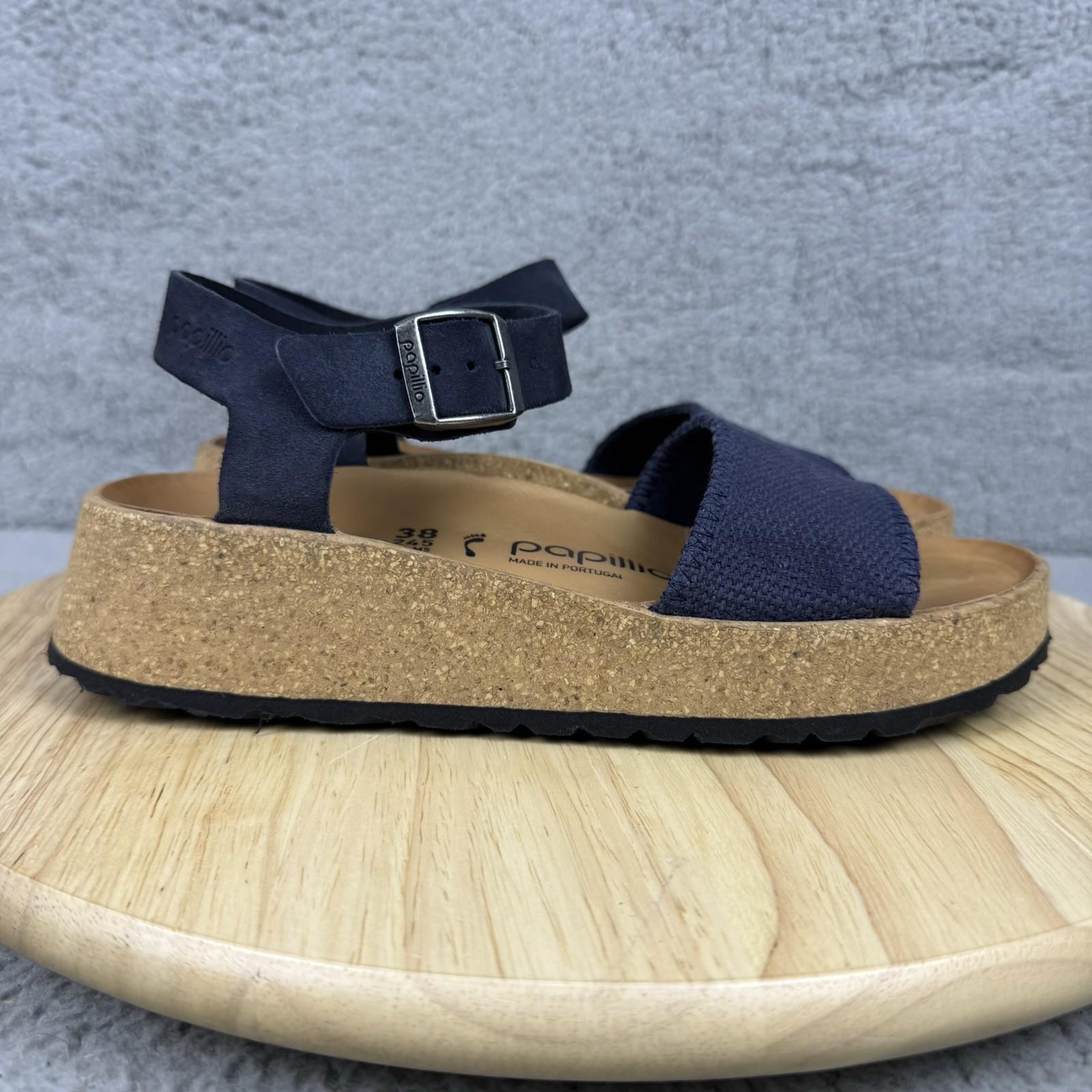 Birkenstock Papillio Glenda Womens US 7/7.5 EU 38 Blue Sandal Platform Wedge