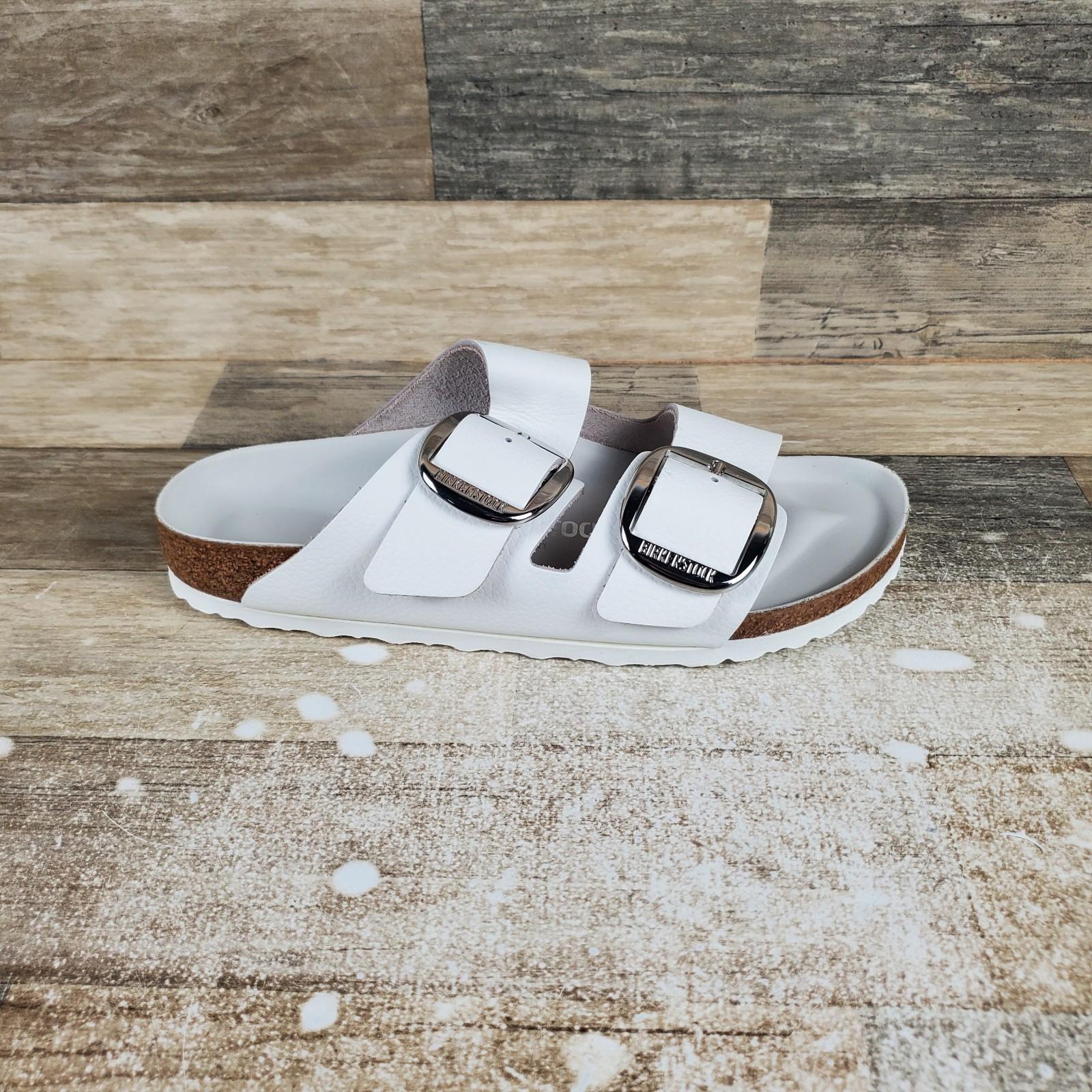 Birkenstock Arizona Sandals Mens 8 / Womens 10 Narrow White Big Buckle Slip On